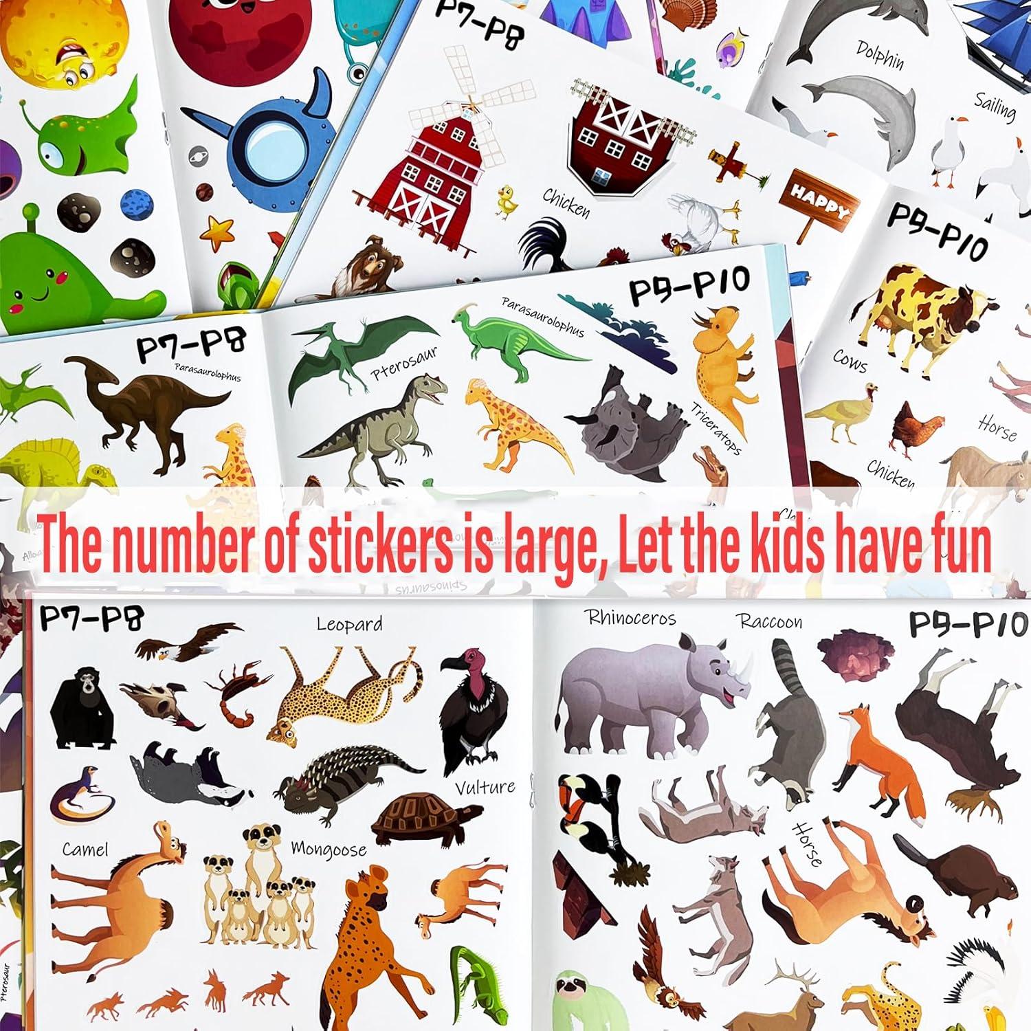 Libro de Stickers para Niños Yakison, Set de 5, 1310+ Stickers de Dinosaurios