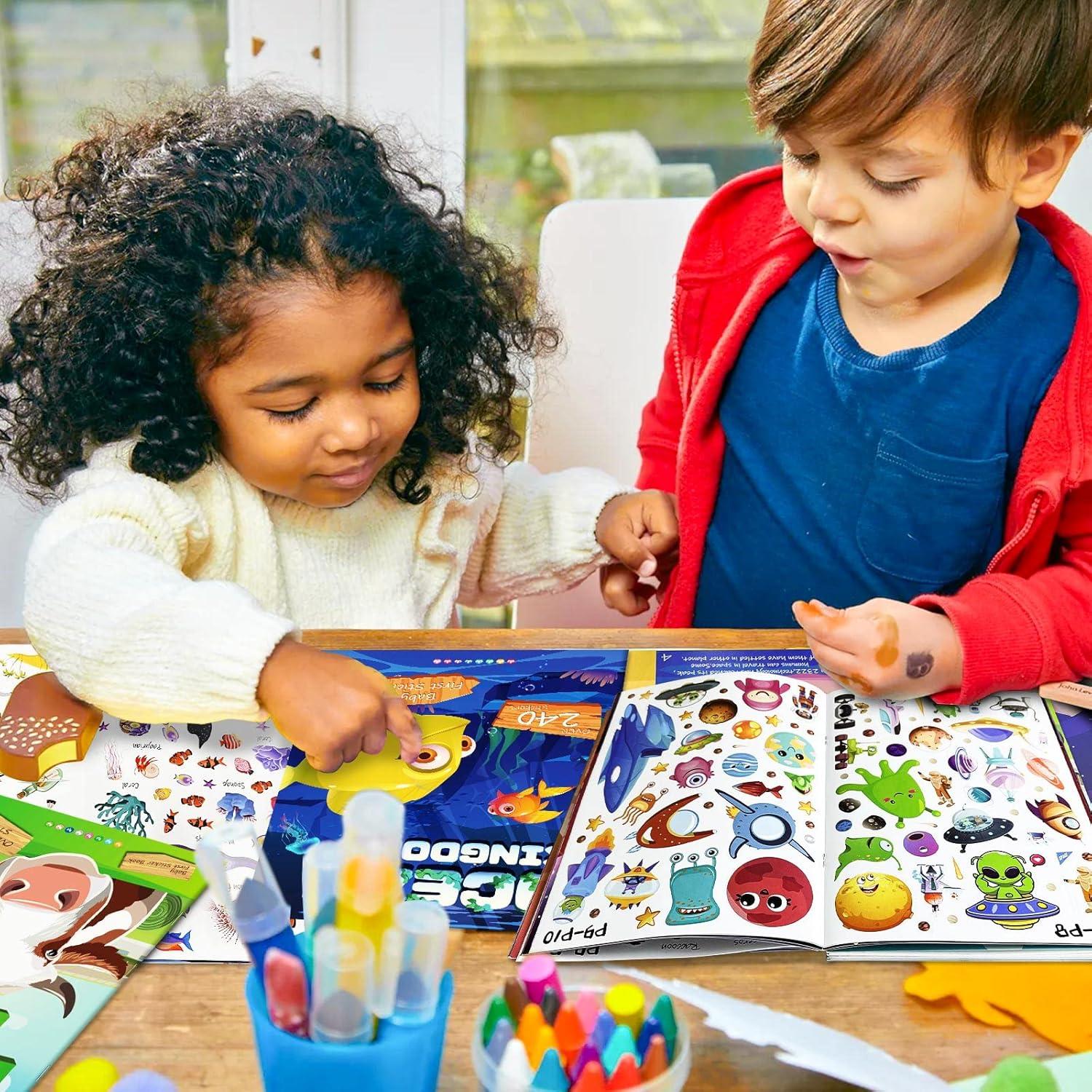 Libro de Stickers para Niños Yakison, Set de 5, 1310+ Stickers de Dinosaurios