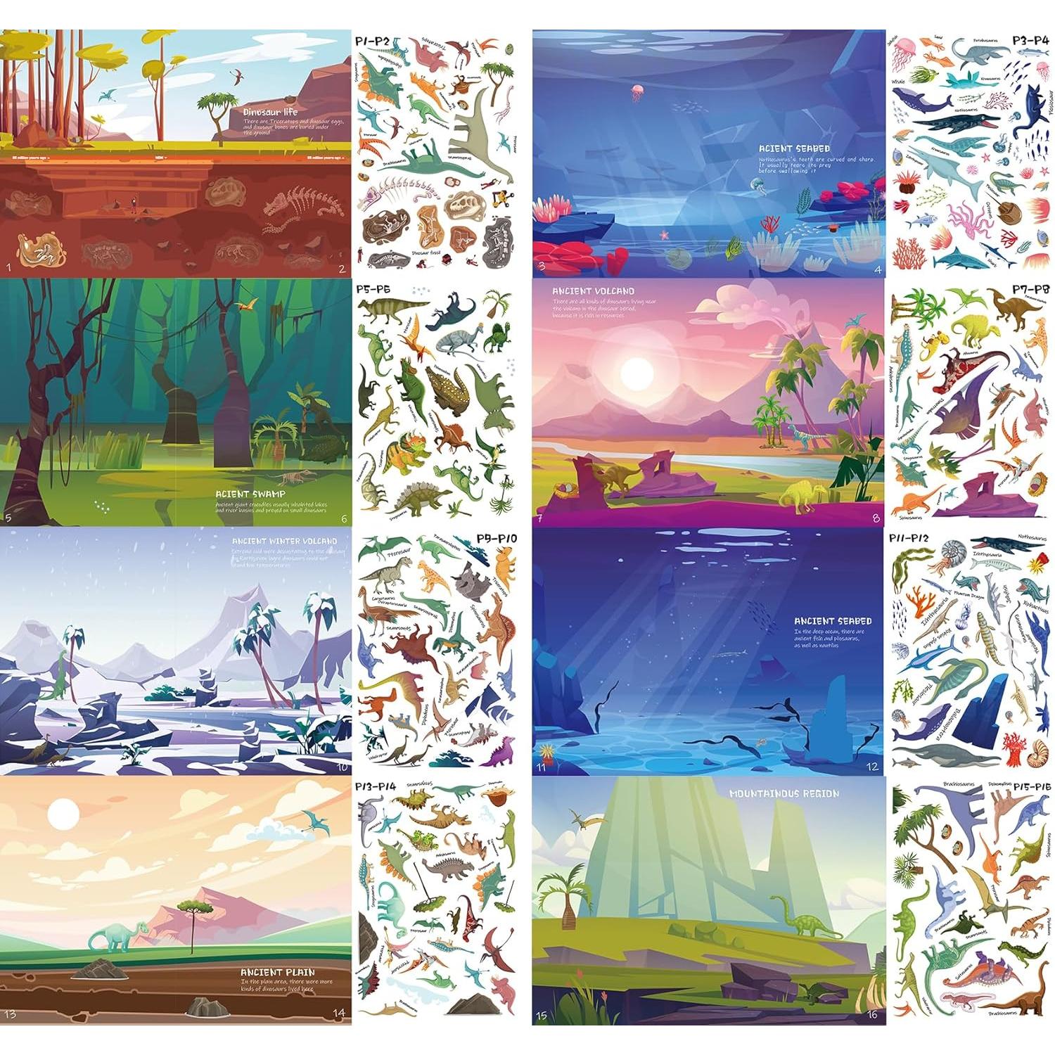 Libro de Stickers para Niños Yakison, Set de 5, 1310+ Stickers de Dinosaurios