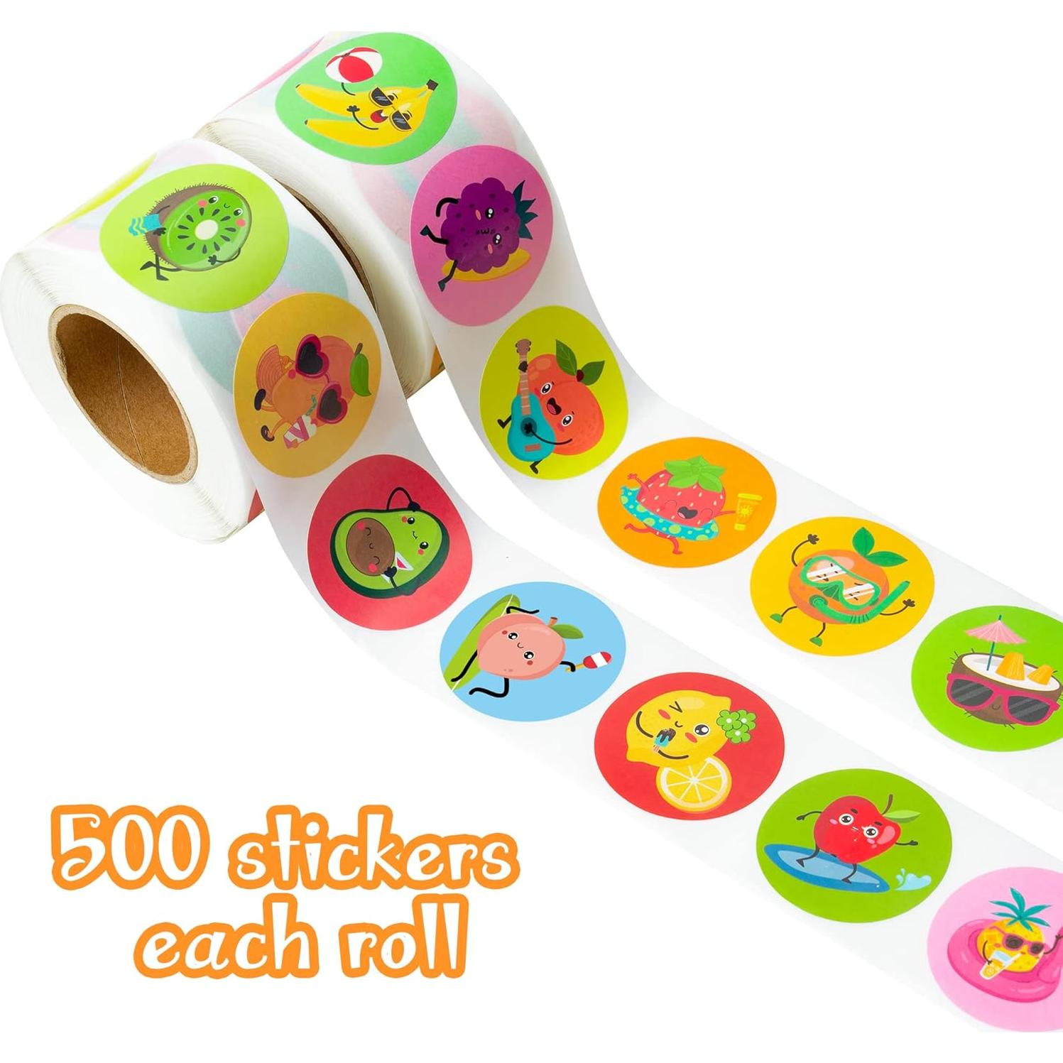 Rollo de Pegatinas de Frutas de Verano W1cwey - 1000 Piezas