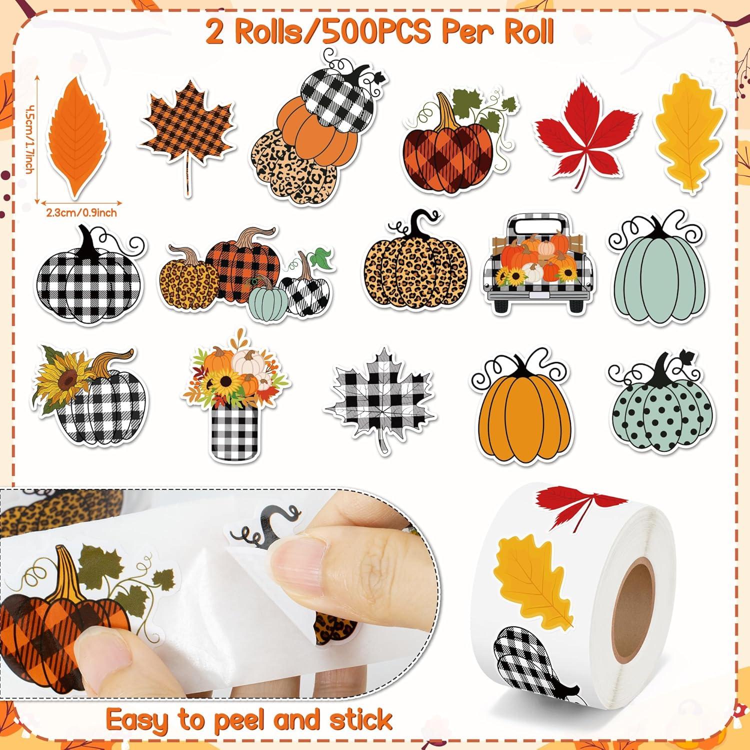 Calcomanías de Calabaza Otoñales BkeeCten - 1000 Piezas