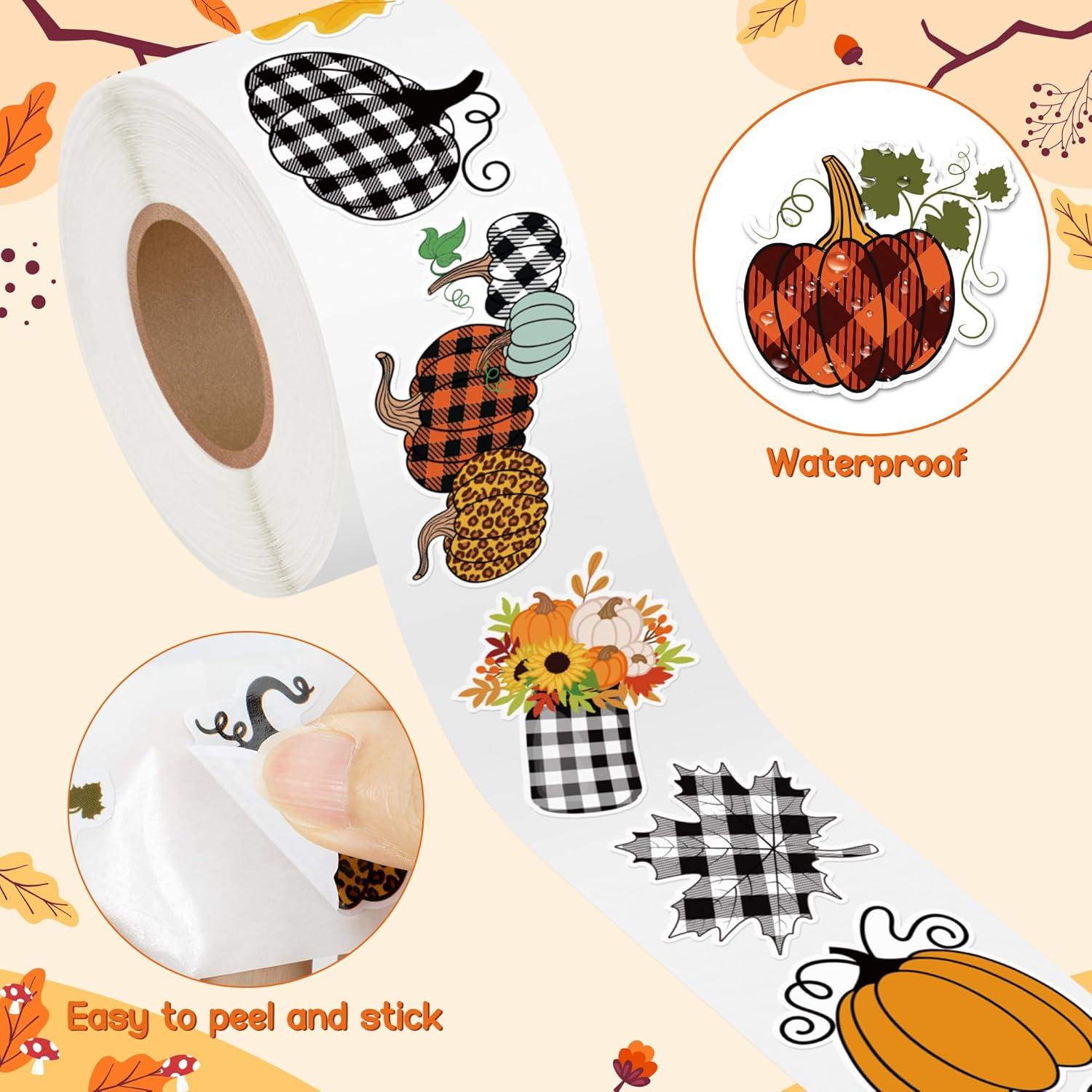 Calcomanías de Calabaza Otoñales BkeeCten - 1000 Piezas