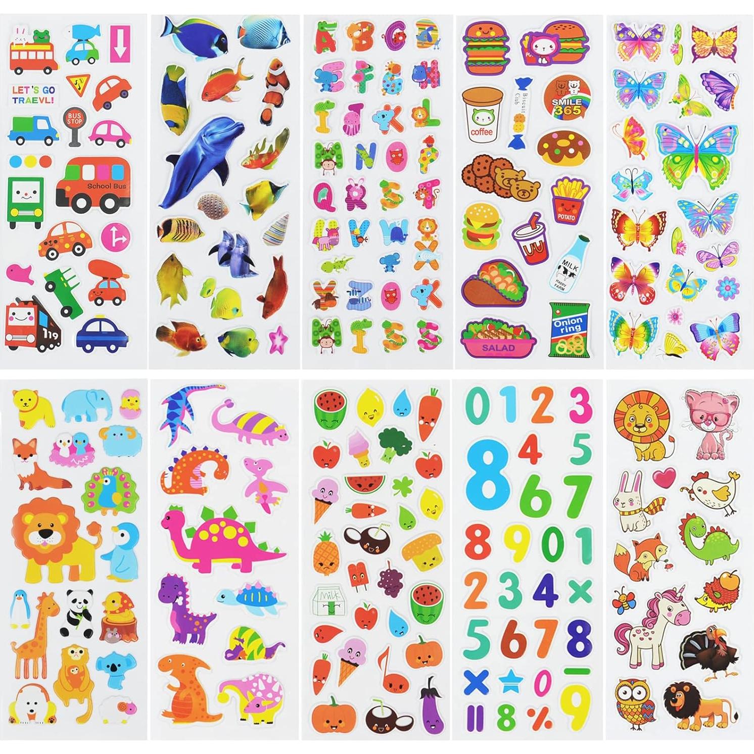 Stickers 3D Esponjosos DaiUni 24 Hojas para Niños Creativos