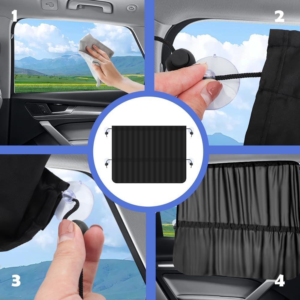 Cortinas para Ventanas de Coche Carleef 2PCS Protección Solar