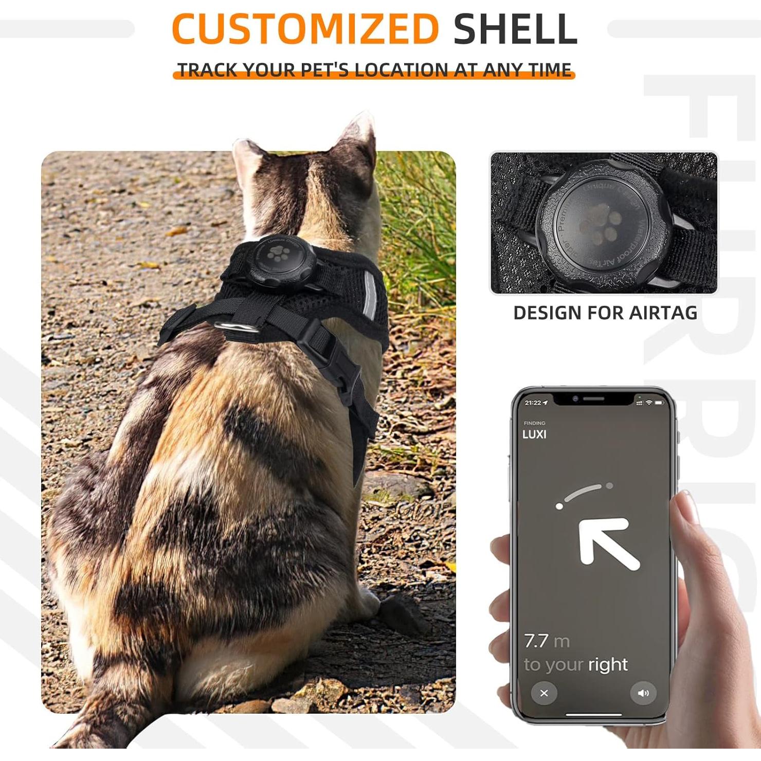 Arnés y Correa para Gatos Furrigo AirTag Impermeable Ajustable