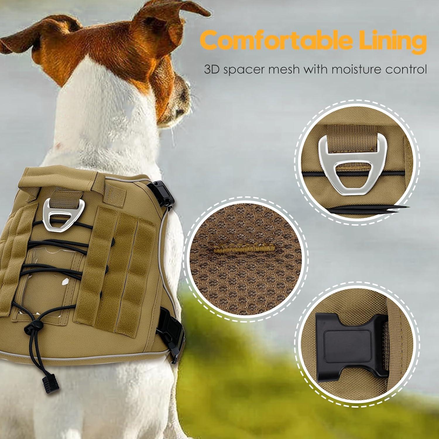 Arnés Táctico para Perros Grandes Bruvoalon Caqui X-Grande