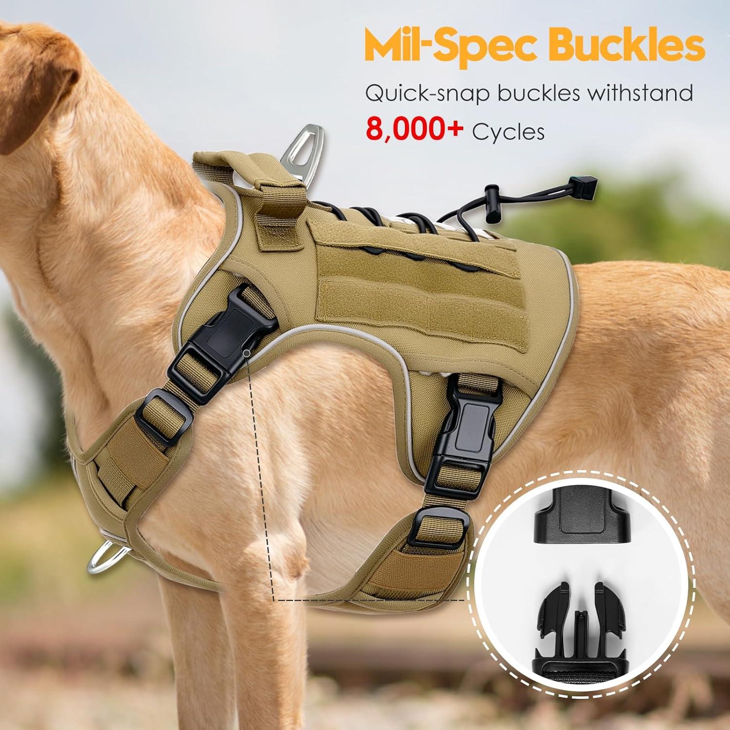 Arnés Táctico para Perros Grandes Bruvoalon Caqui X-Grande