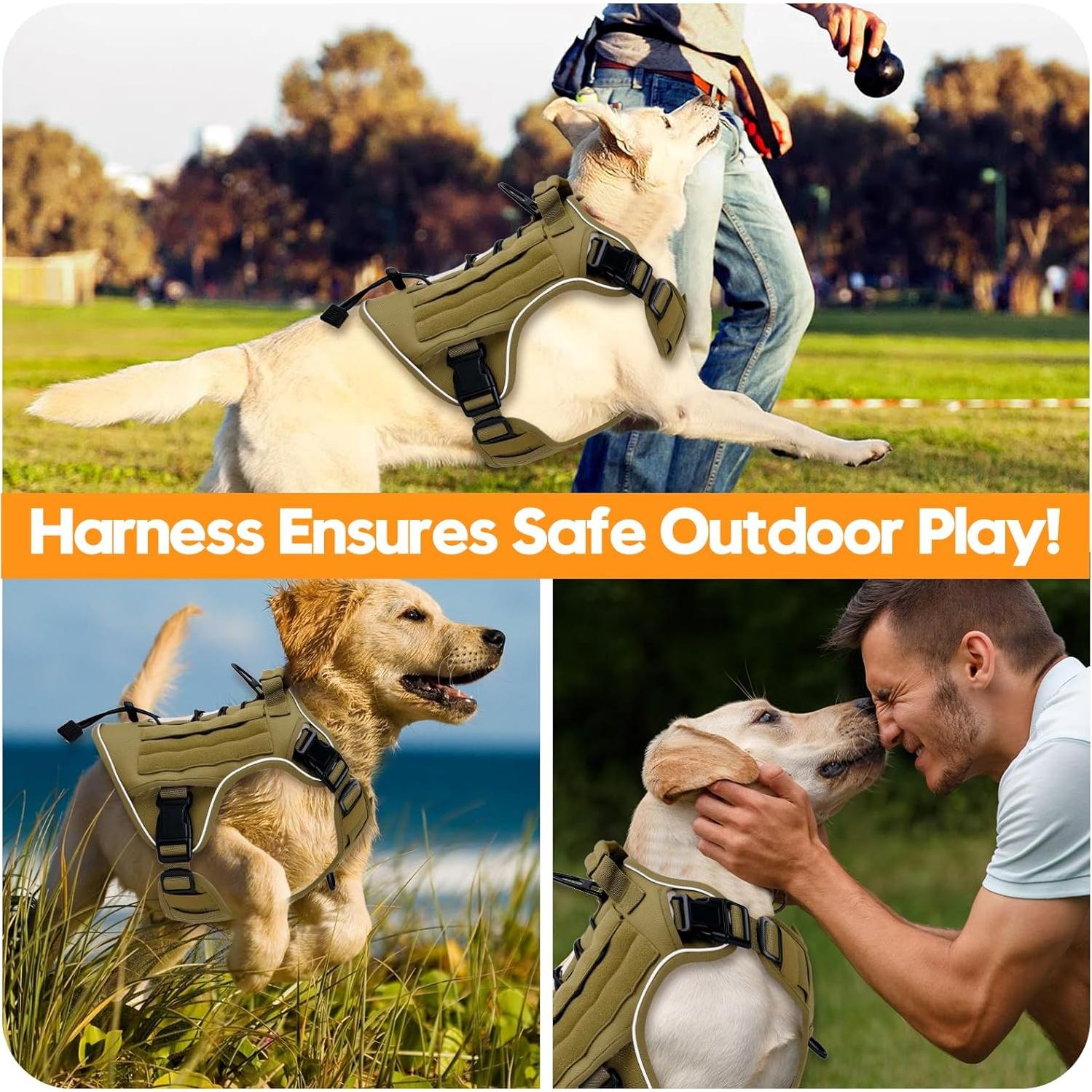 Arnés Táctico para Perros Grandes Bruvoalon Caqui X-Grande