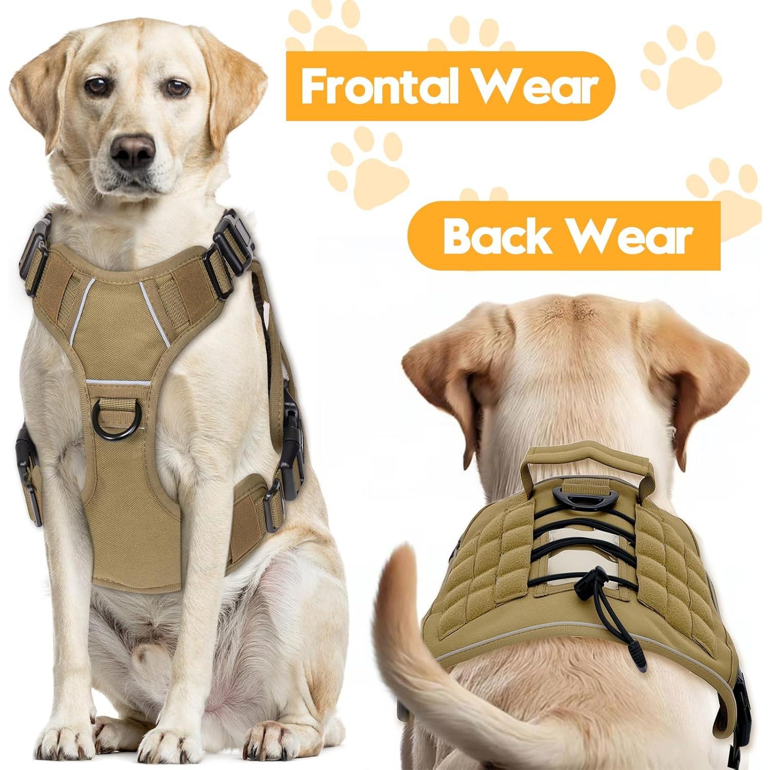 Arnés Táctico para Perros Grandes Bruvoalon Caqui X-Grande