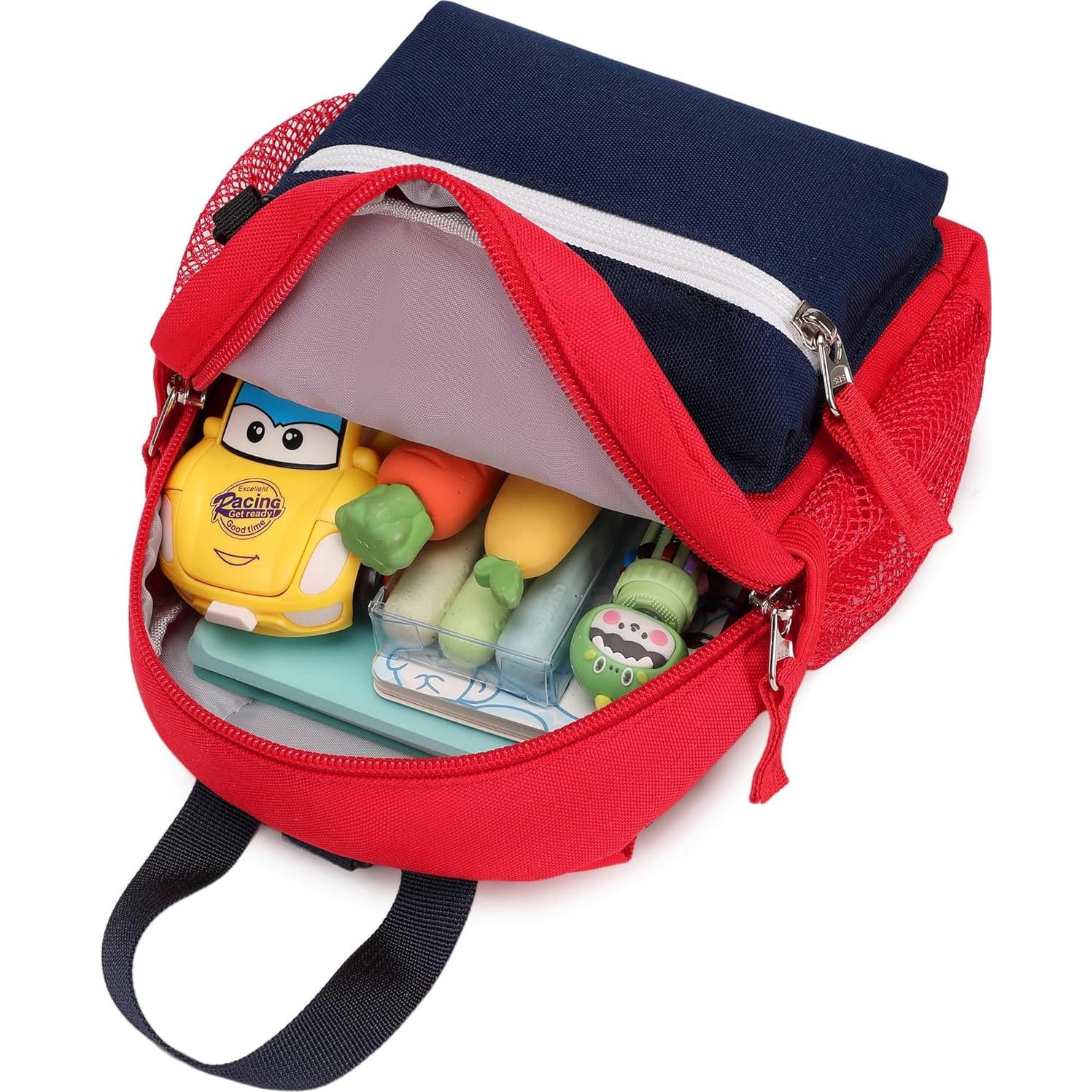 Mochila Infantil con Correa Seguridad Rojo y Azul Marino 23cm