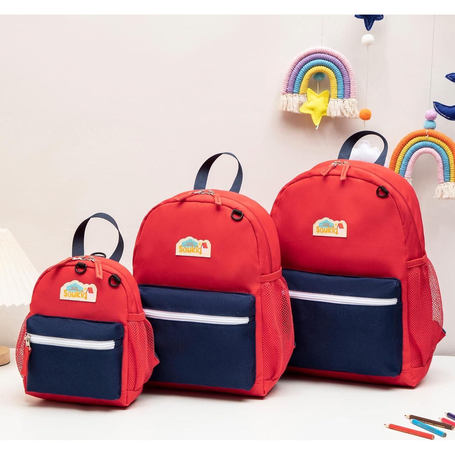 Mochila Infantil con Correa Seguridad Rojo y Azul Marino 23cm