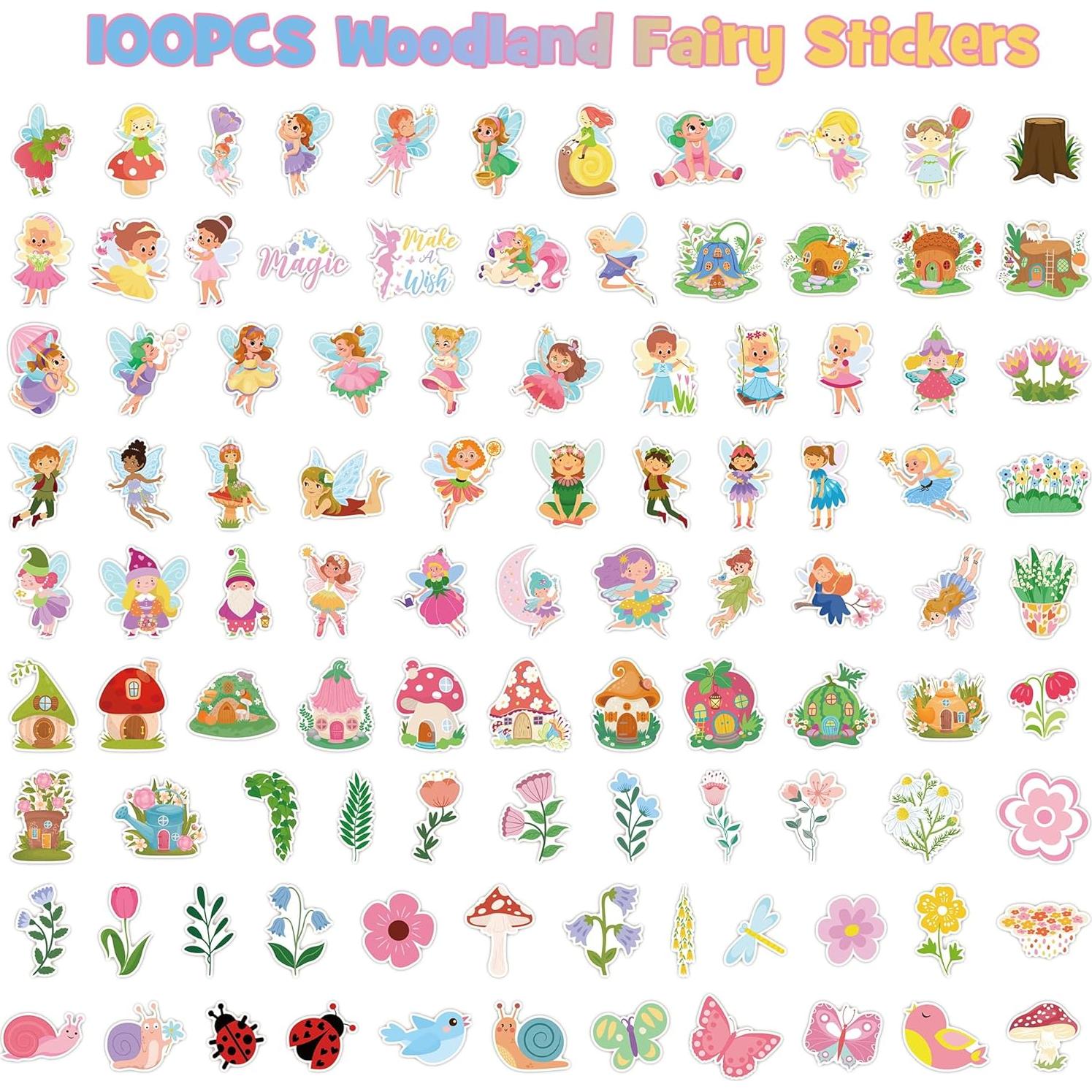 Pegatinas de Hadas del Bosque Haooryx - 100 Piezas Reutilizables