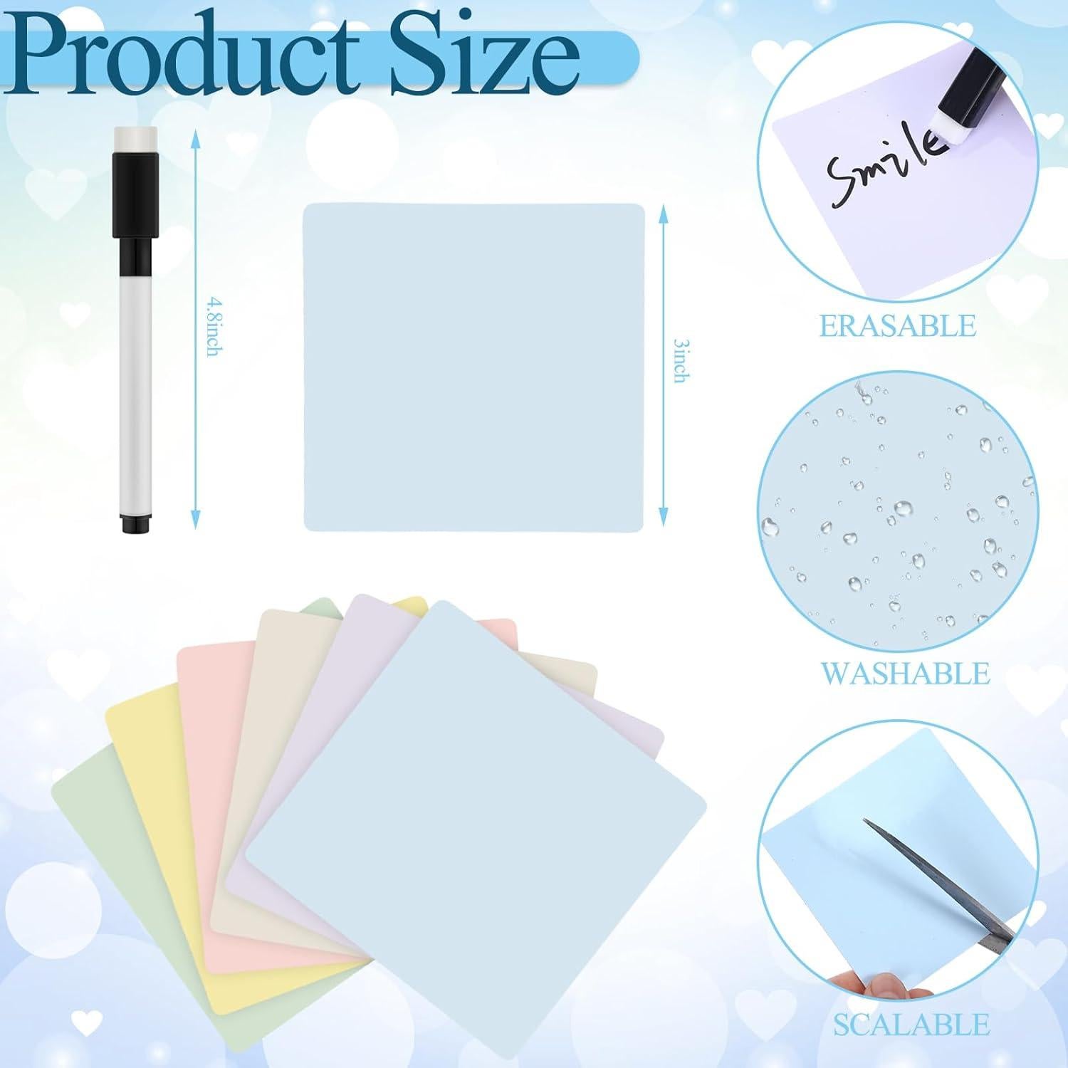 24 Notas Adhesivas Reutilizables Tenceur 7.6x7.6cm con 2 Marcadores