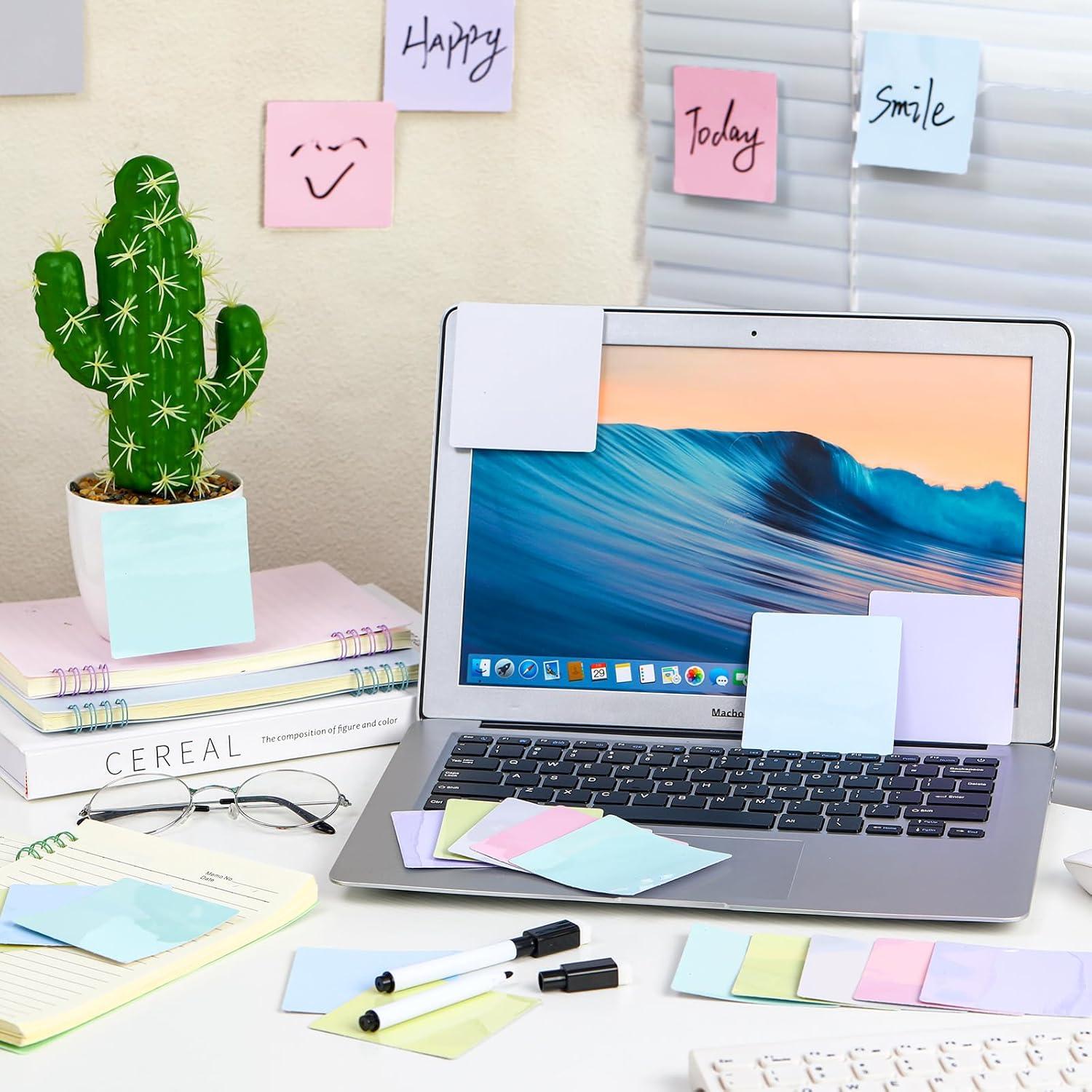 24 Notas Adhesivas Reutilizables Tenceur 7.6x7.6cm con 2 Marcadores