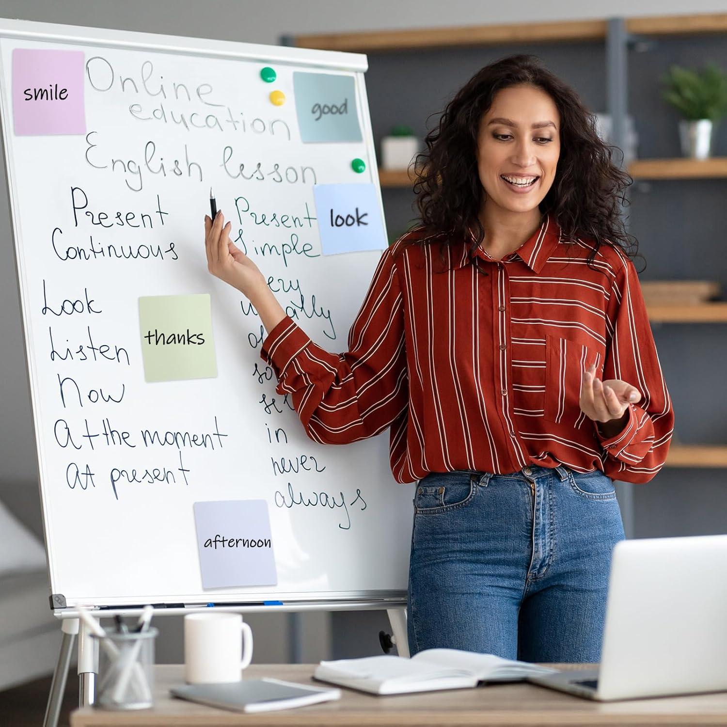 24 Notas Adhesivas Reutilizables Tenceur 7.6x7.6cm con 2 Marcadores