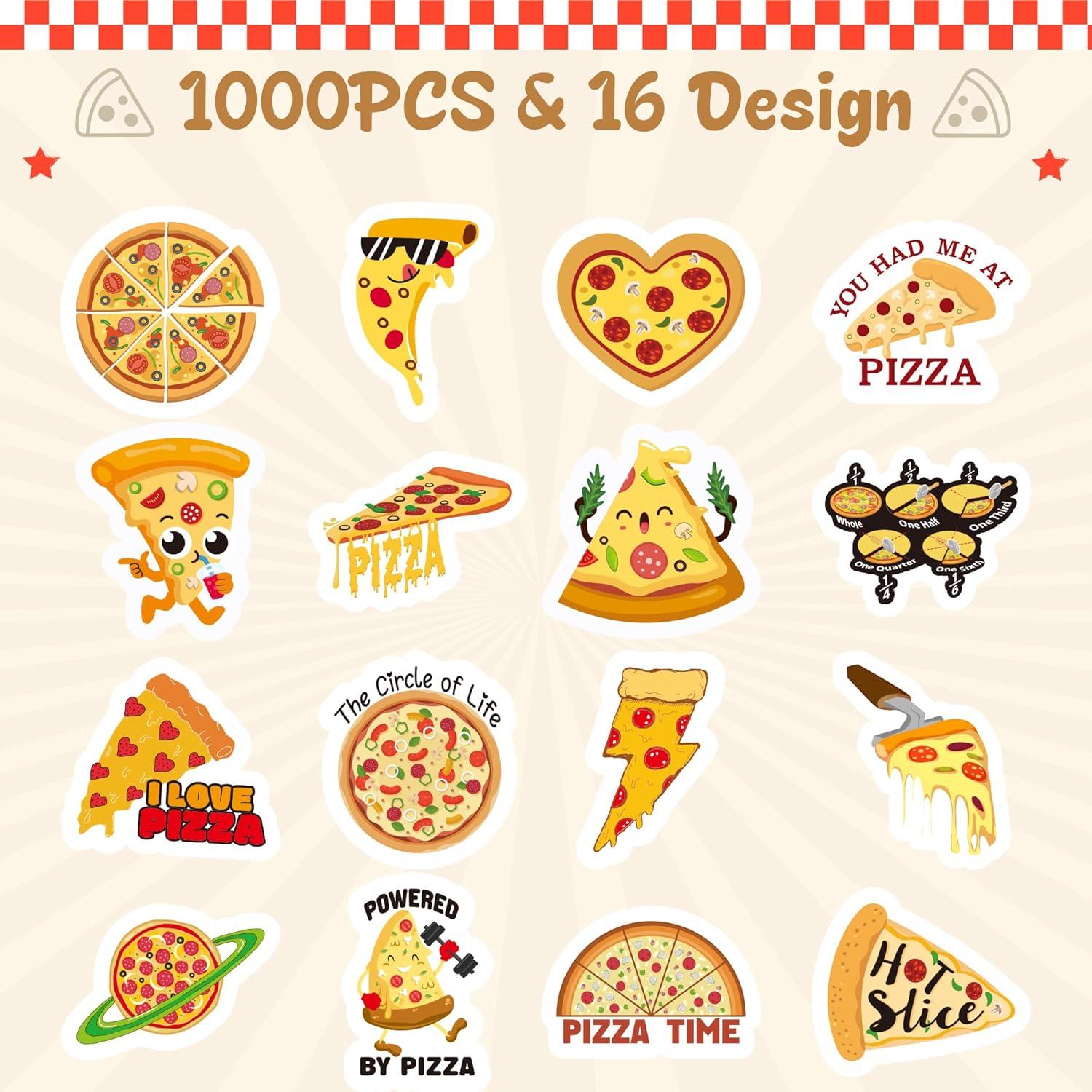 Haooryx Rollo de Pegatinas de Pizza - 1000 Piezas Reutilizables