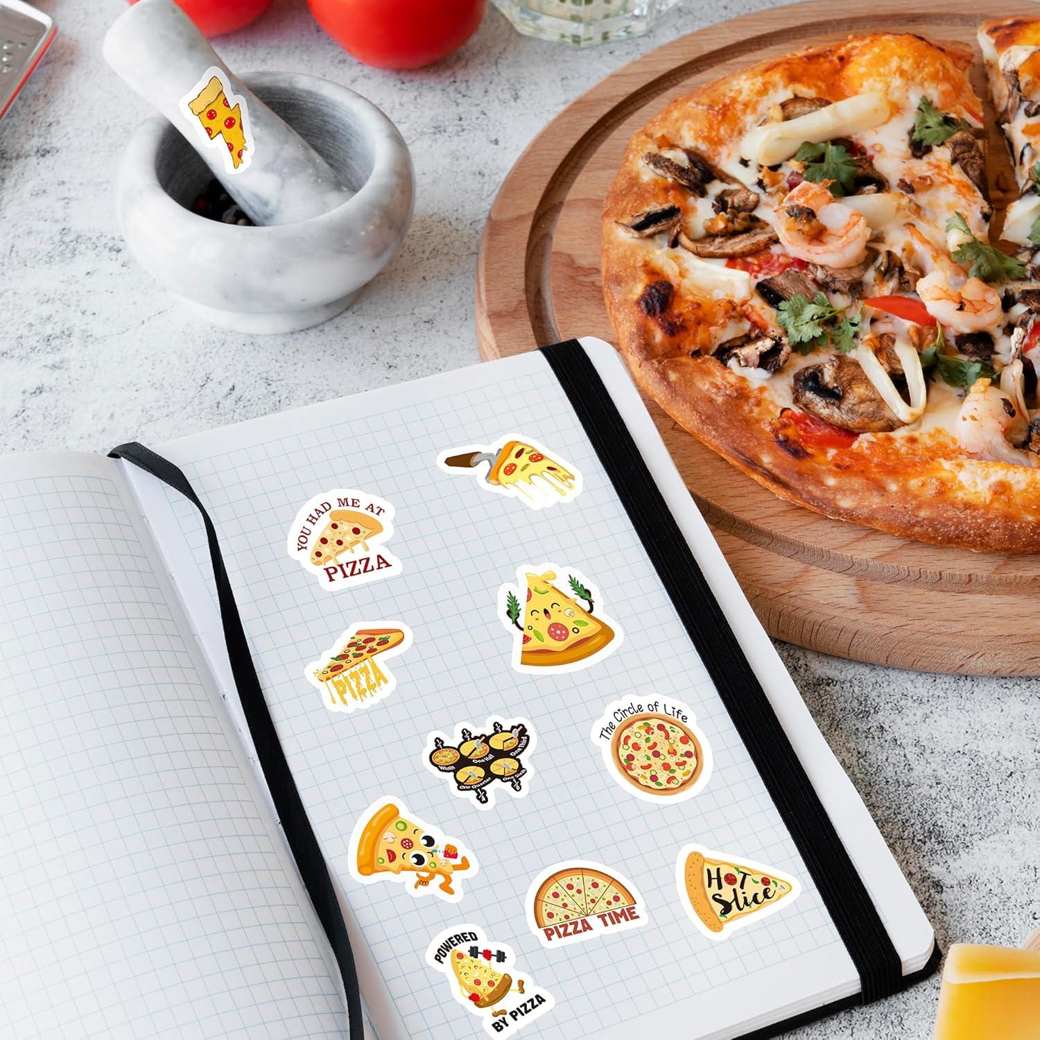 Haooryx Rollo de Pegatinas de Pizza - 1000 Piezas Reutilizables