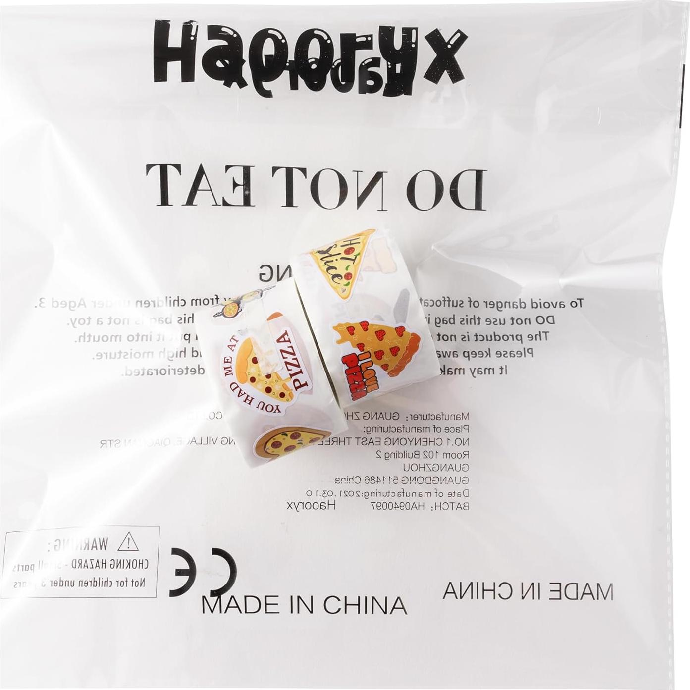 Haooryx Rollo de Pegatinas de Pizza - 1000 Piezas Reutilizables