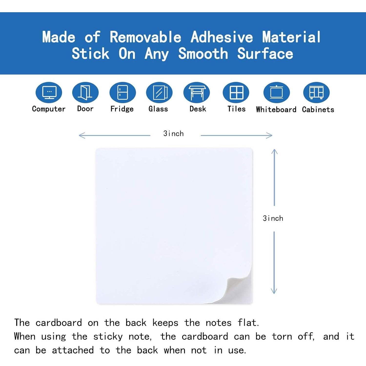 Notas Adhesivas Borrables ANYSSI 12 Paquete 7.62 cm Cuadrado