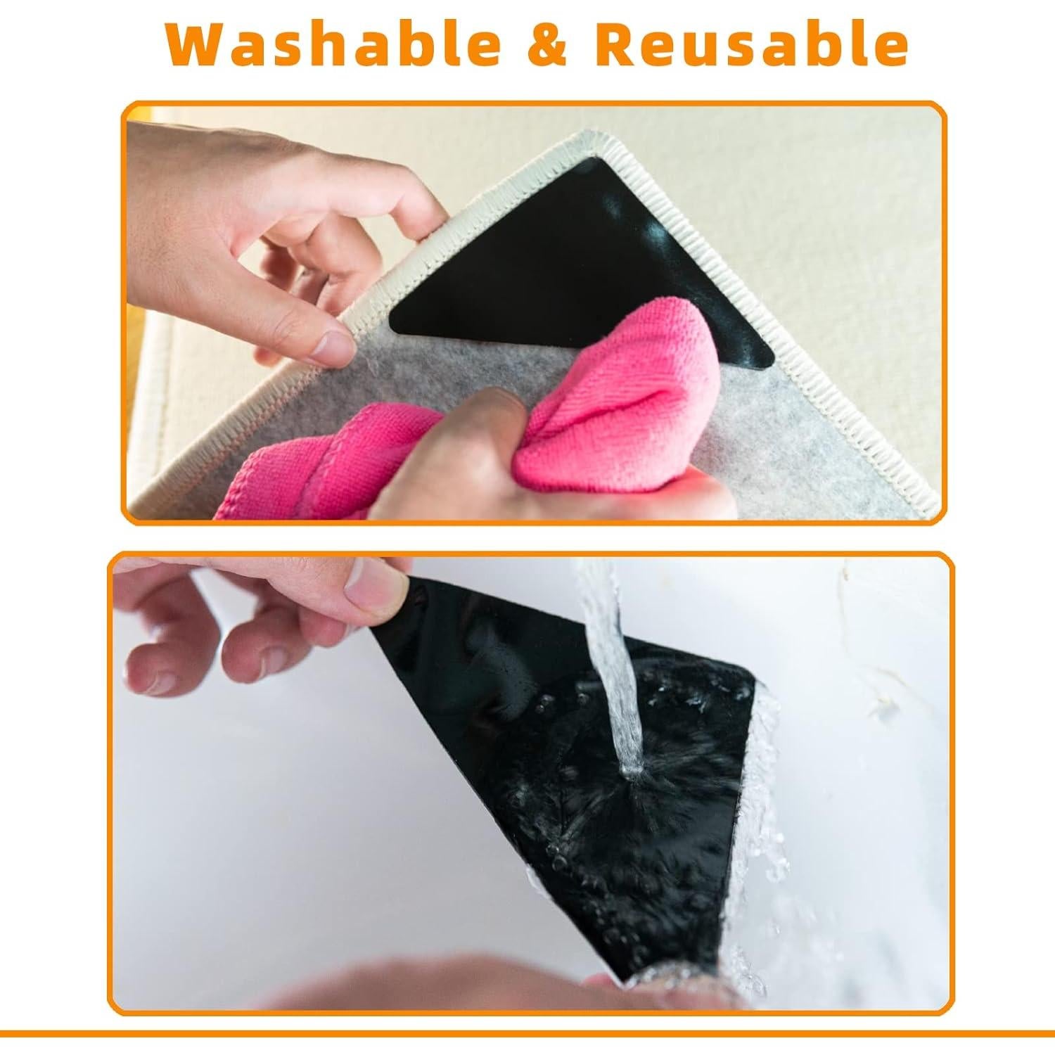 Cinta Antideslizante para Alfombra Elsoteno - 8 Pcs, Negra