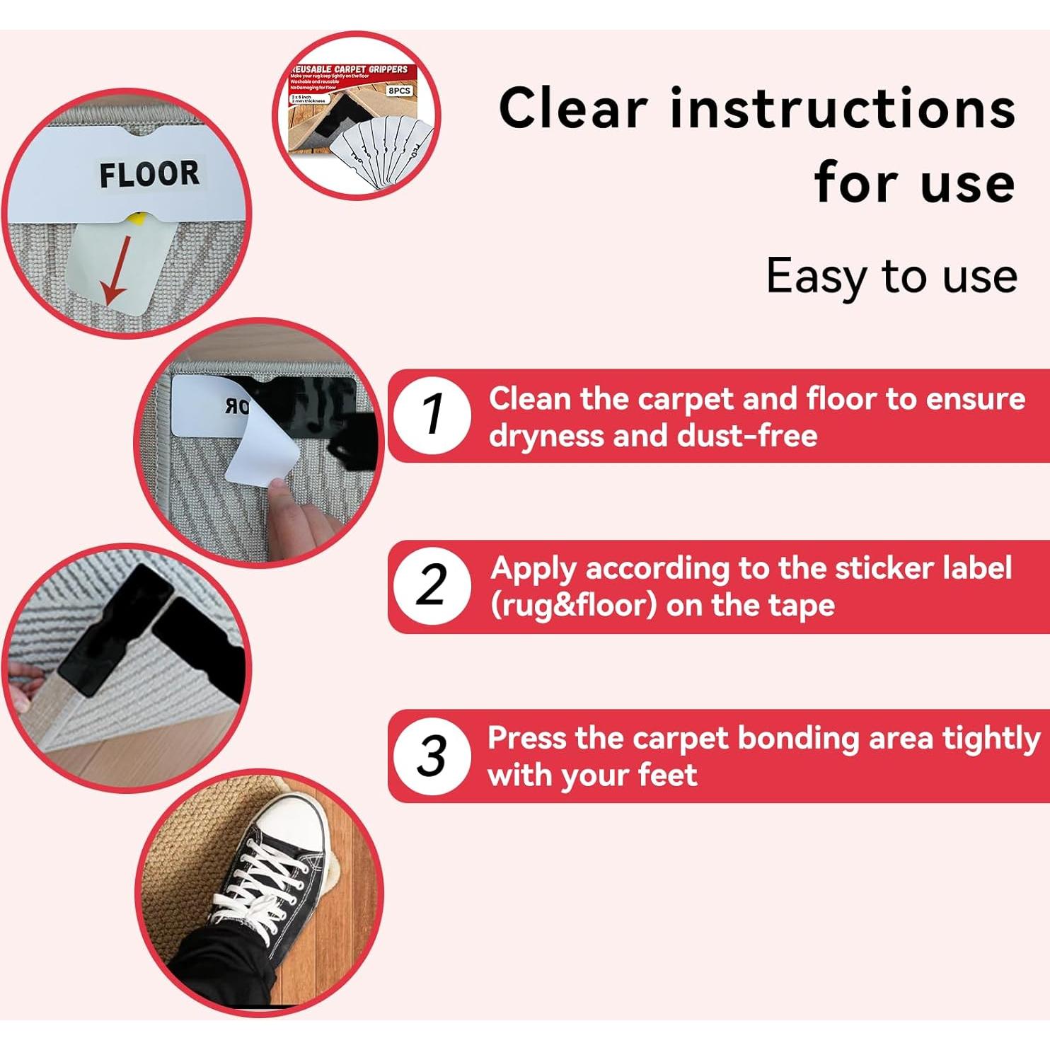 Grippers Antideslizantes SINSOP para Alfombras - 8 Piezas