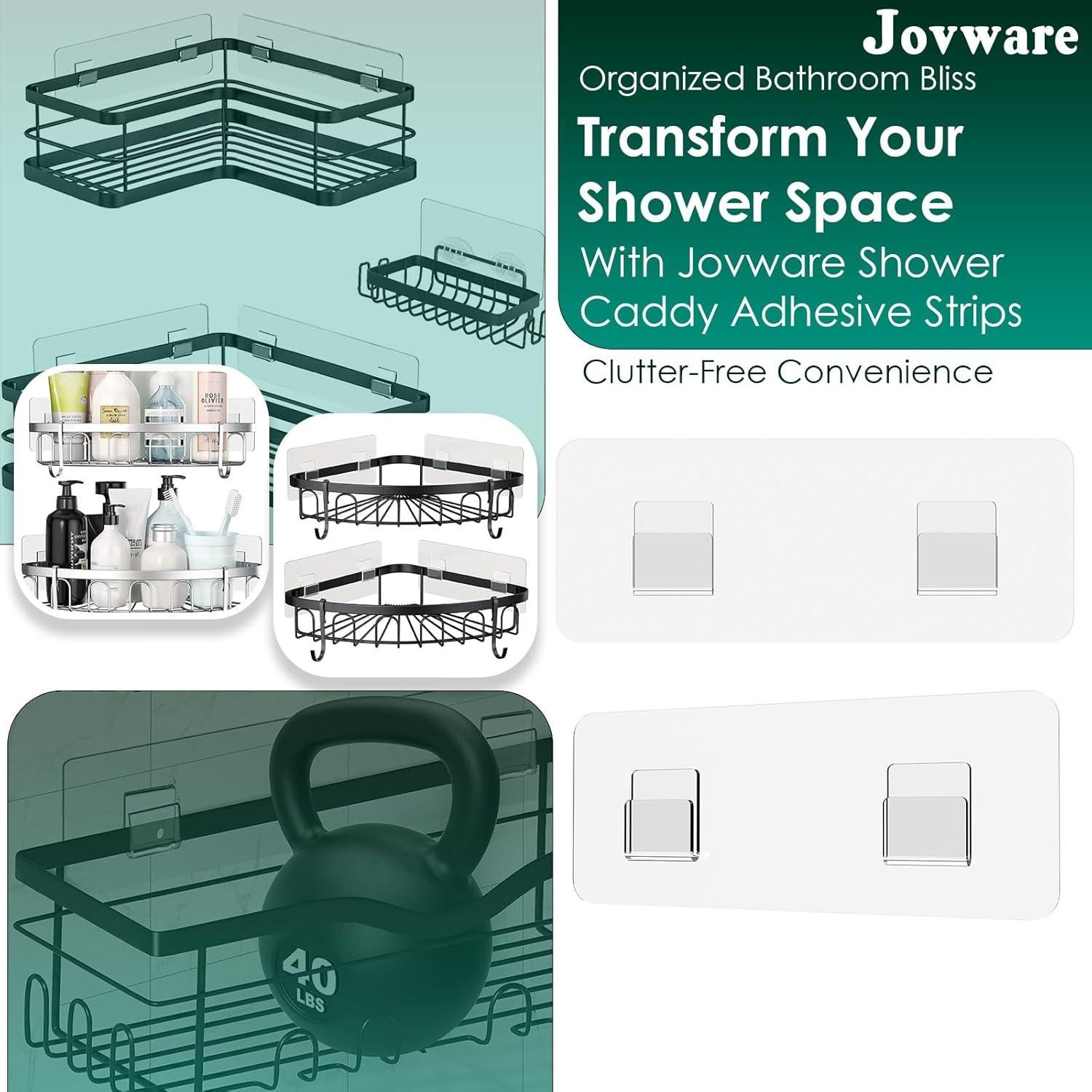 Ganchos Adhesivos Jovware para Caddy de Ducha - 2 Piezas 16.5 cm