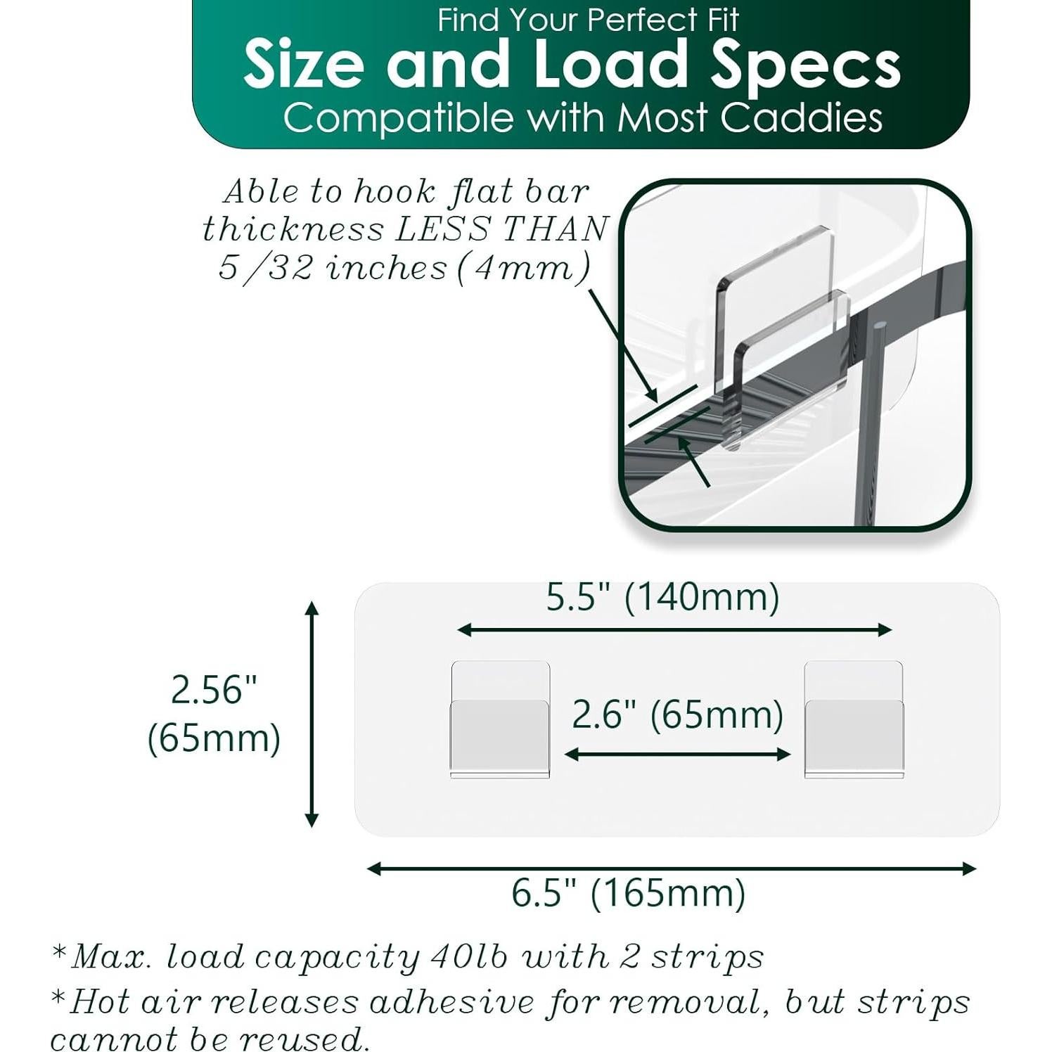 Ganchos Adhesivos Jovware para Caddy de Ducha - 2 Piezas 16.5 cm