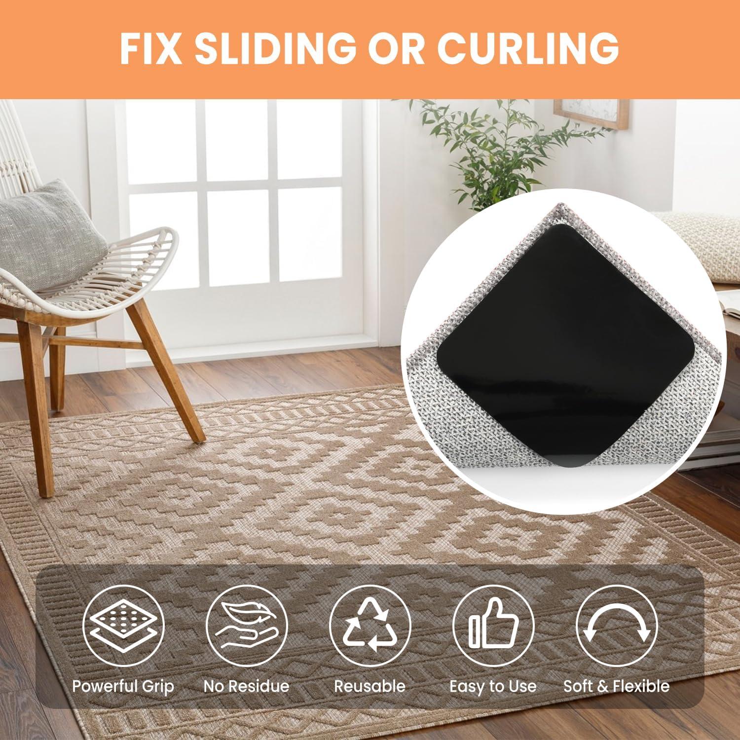 BAGAIL 4 Pcs Sujetadores Antideslizantes para Alfombra 10.16 cm