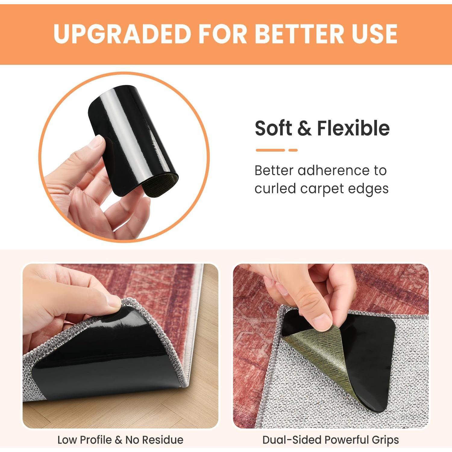 BAGAIL 4 Pcs Sujetadores Antideslizantes para Alfombra 10.16 cm