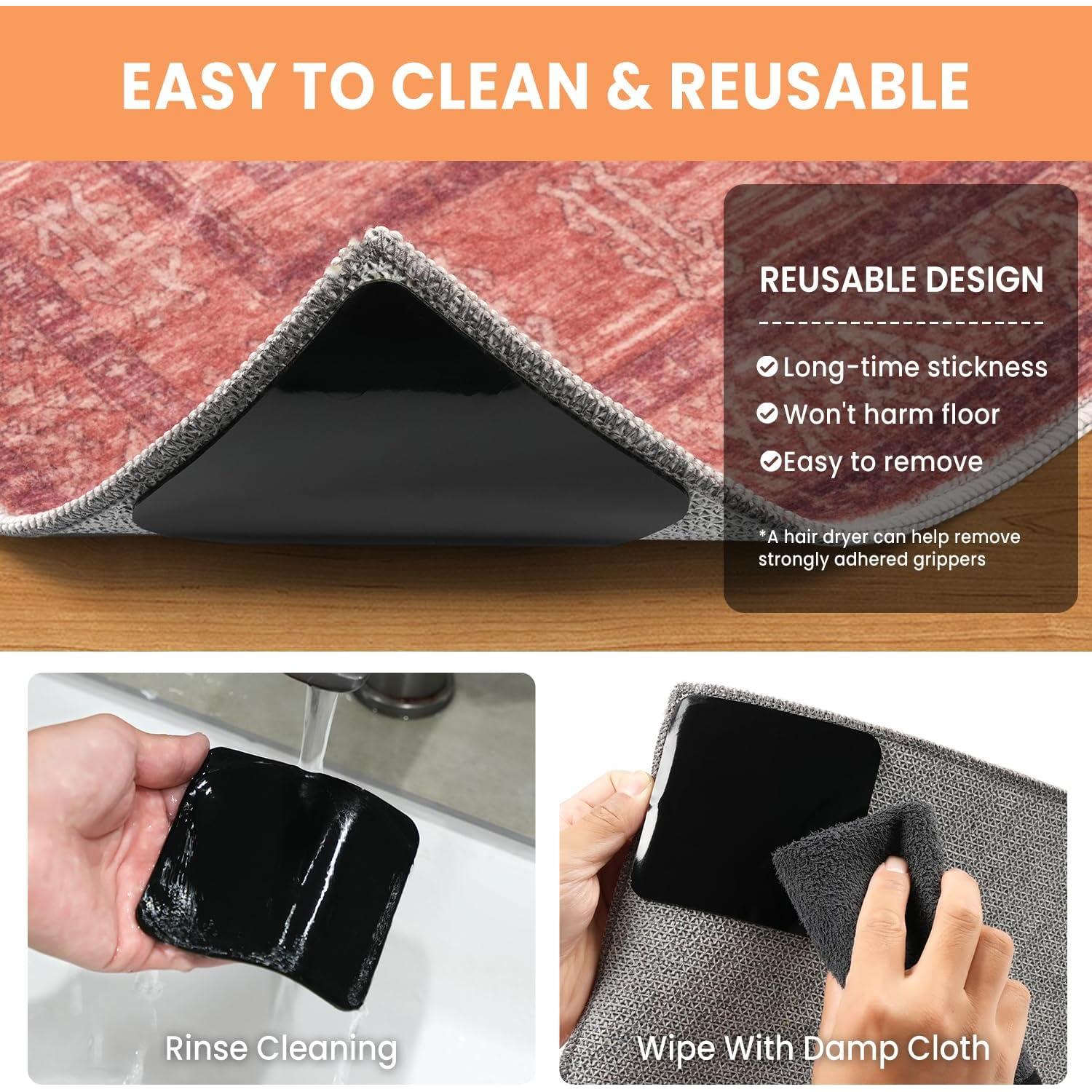 BAGAIL 4 Pcs Sujetadores Antideslizantes para Alfombra 10.16 cm