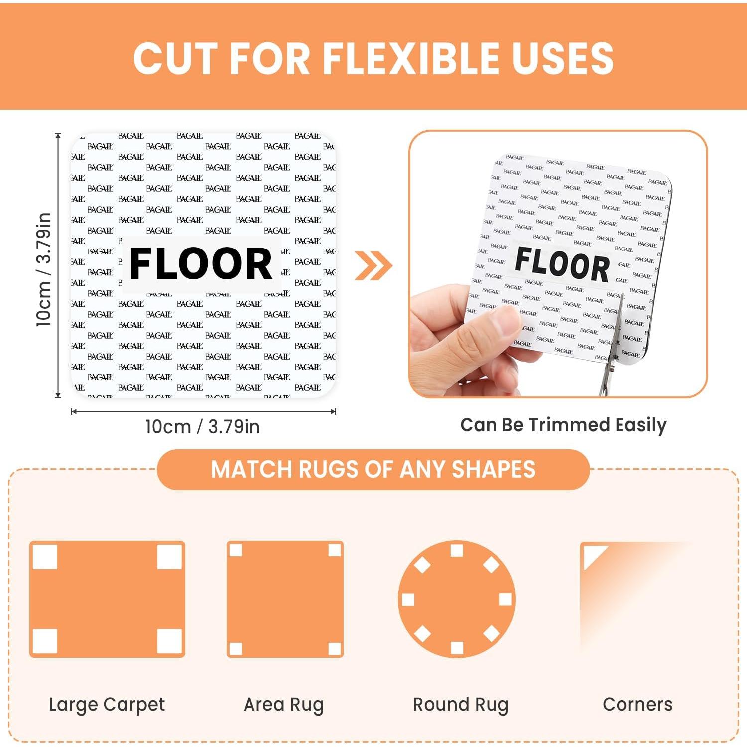 BAGAIL 4 Pcs Sujetadores Antideslizantes para Alfombra 10.16 cm