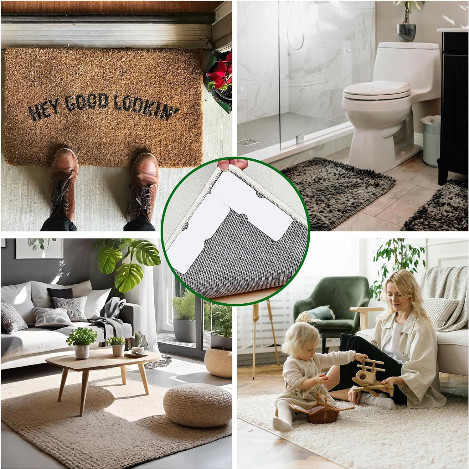 Cinta Antideslizante para Alfombra Sahhika - 12 Piezas Reutilizables