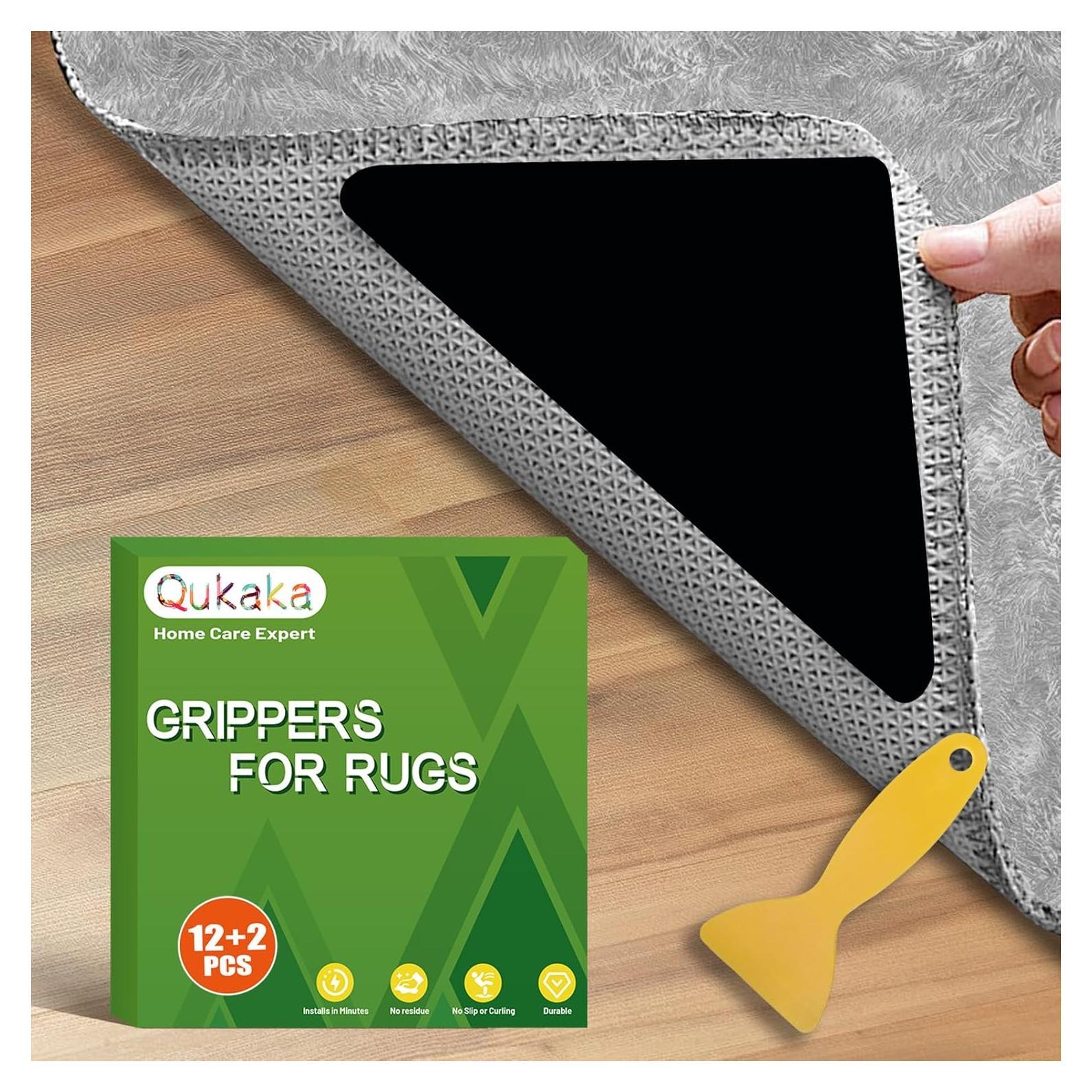 Base Antideslizante para Alfombras Qukaka 12+2 Pcs Negra