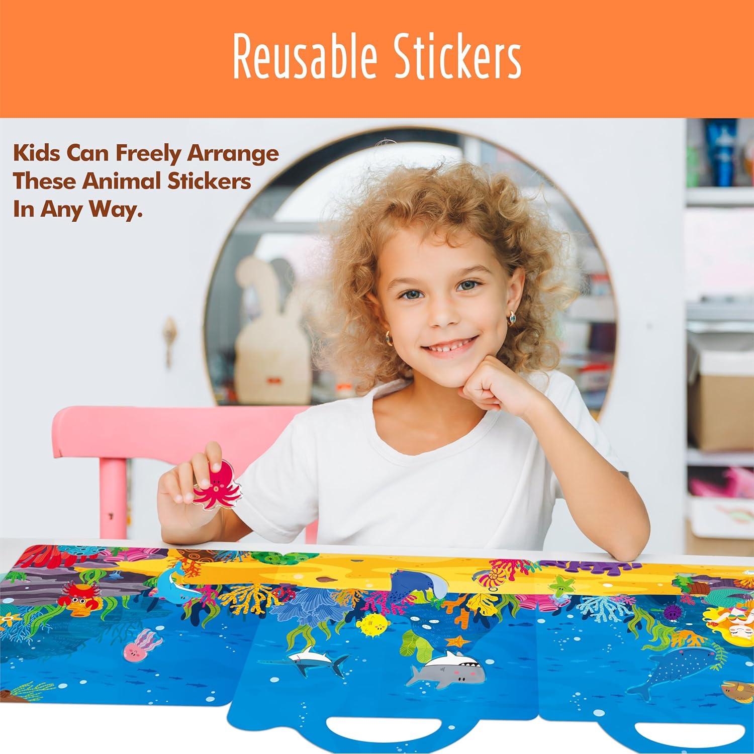 Libro de Pegatinas de Gel Hebayy 36 Animales Marinos Reutilizables