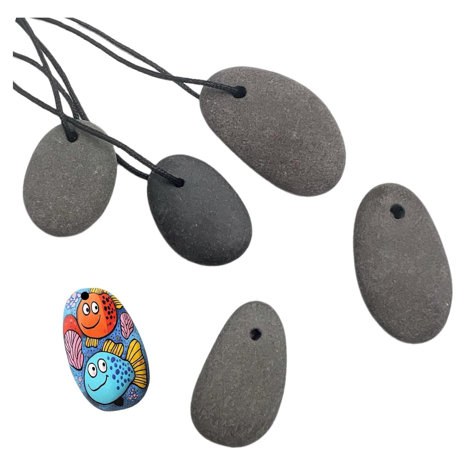 Piedras Planas de Río CYLHCM 6PCS Perforadas para Pintar 2-2.5cm