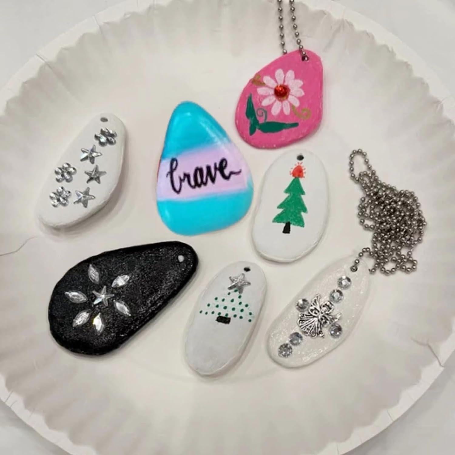 Piedras Planas de Río CYLHCM 6PCS Perforadas para Pintar 2-2.5cm