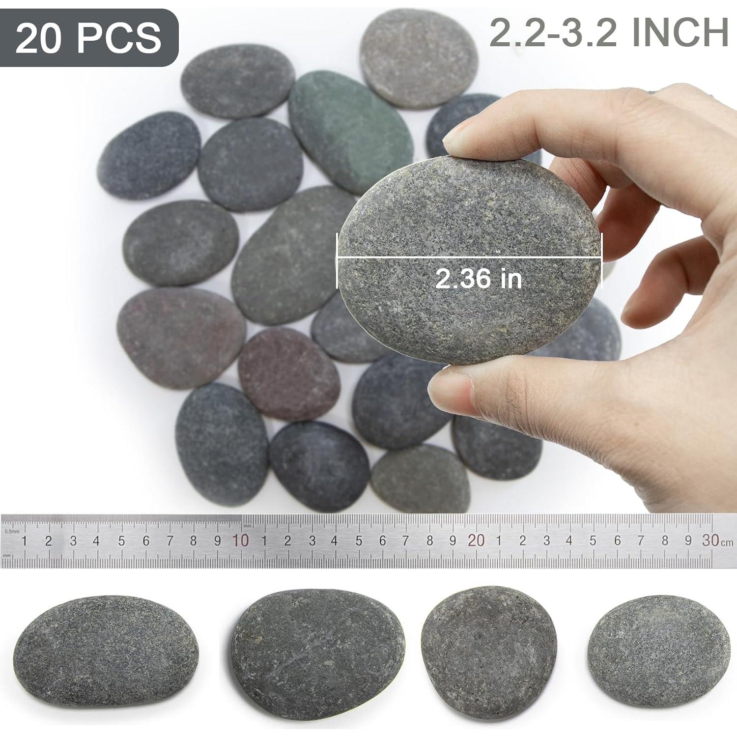 Piedras para Pintar Markdang 20 Pcs 5.6-8.1 cm Naturales