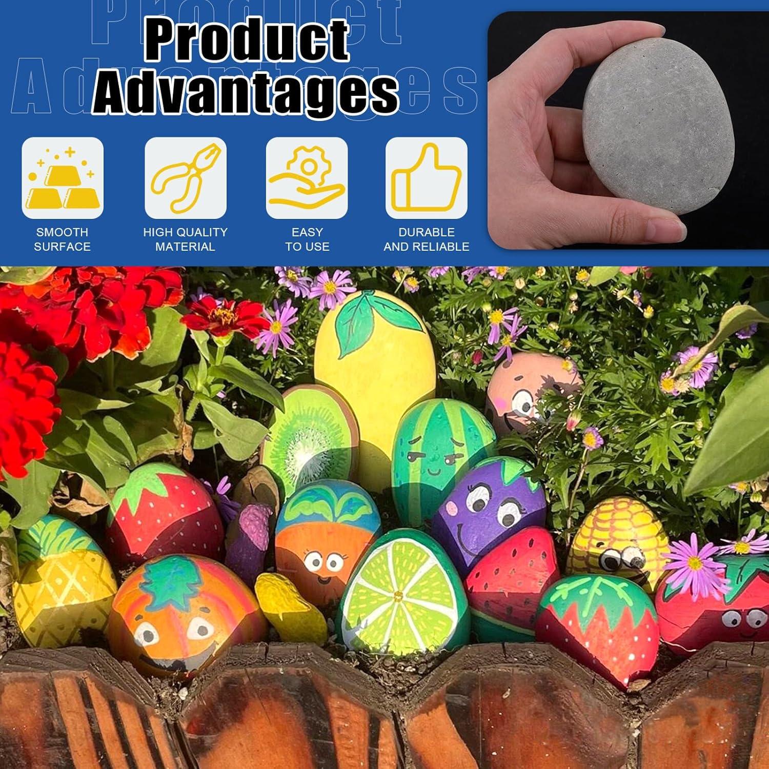 Kit de Pintura de Rocas Glarks 34Pcs - 15 Rocas Planas 5-7cm