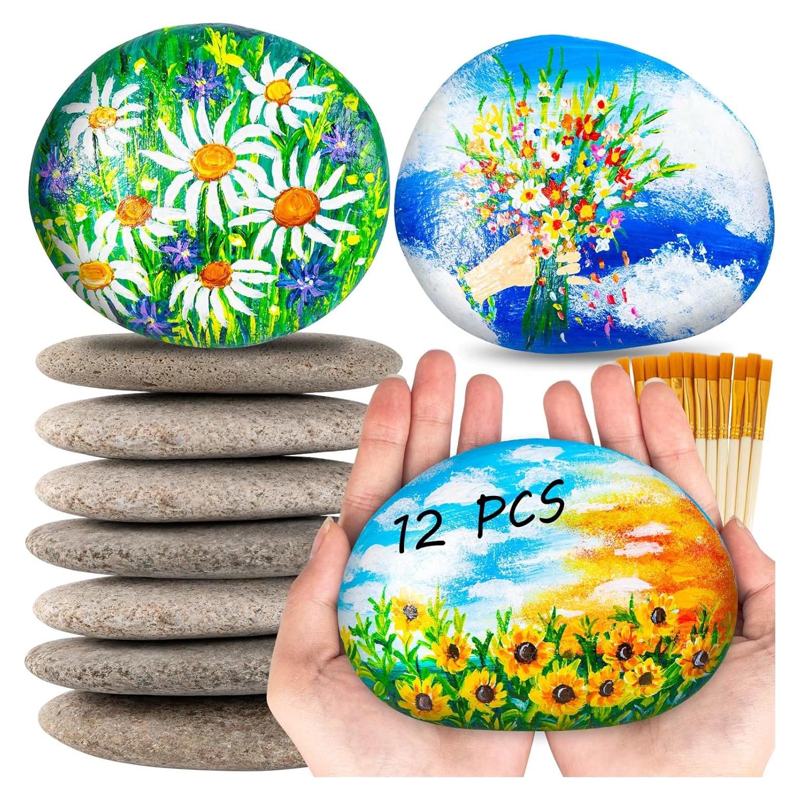 Piedras Grandes para Pintar WhistenFla 10-12.7 cm con Pinceles