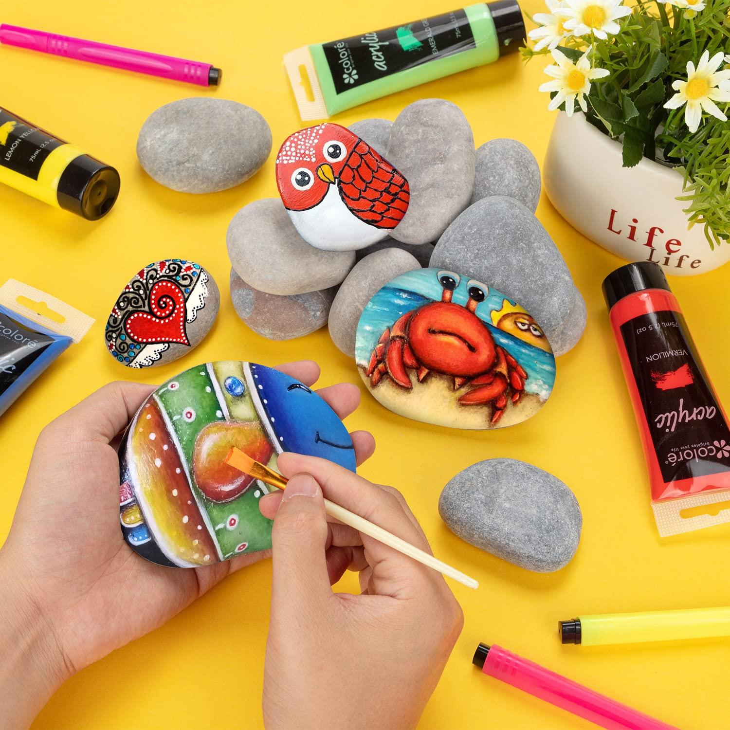 Piedras Grandes para Pintar WhistenFla 10-12.7 cm con Pinceles