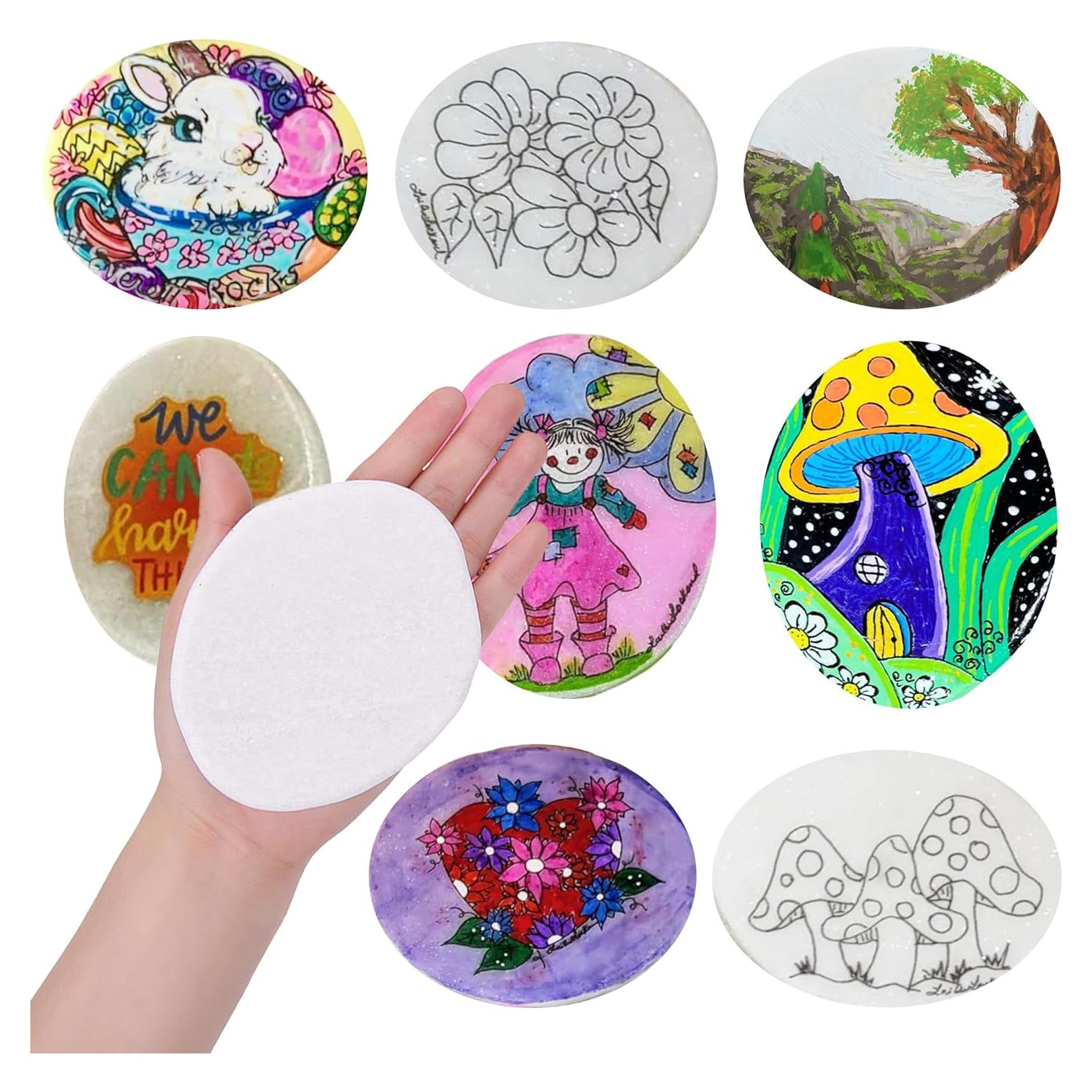 Rocas para Pintar Lulonpon 12 Piezas 7.6-10.2 cm Blancas