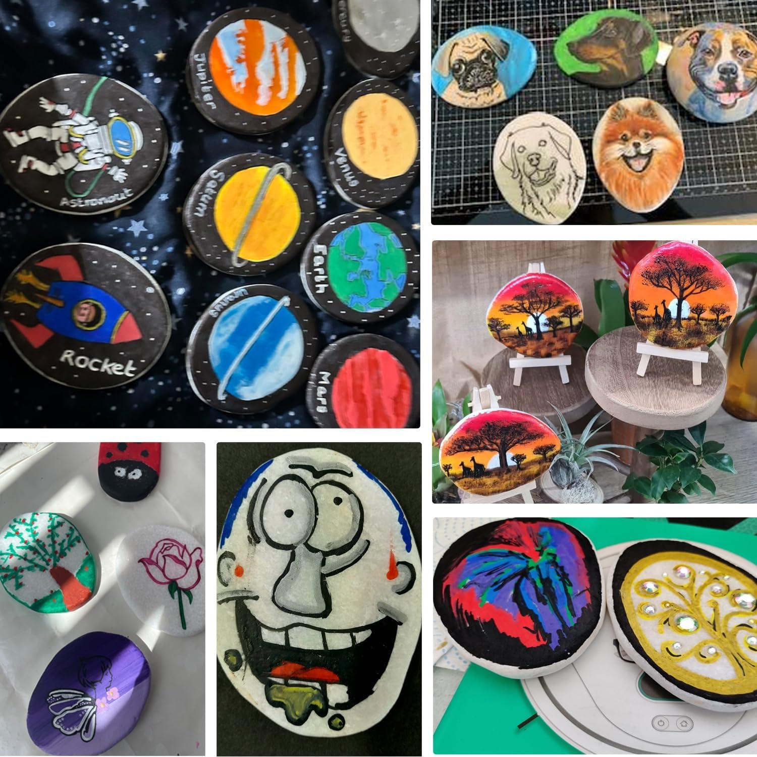 Rocas para Pintar Lulonpon 12 Piezas 7.6-10.2 cm Blancas