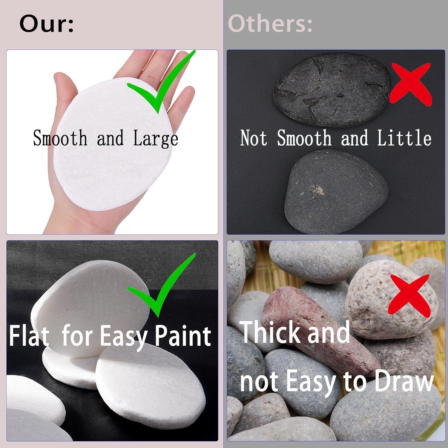 Rocas para Pintar Lulonpon 12 Piezas 7.6-10.2 cm Blancas