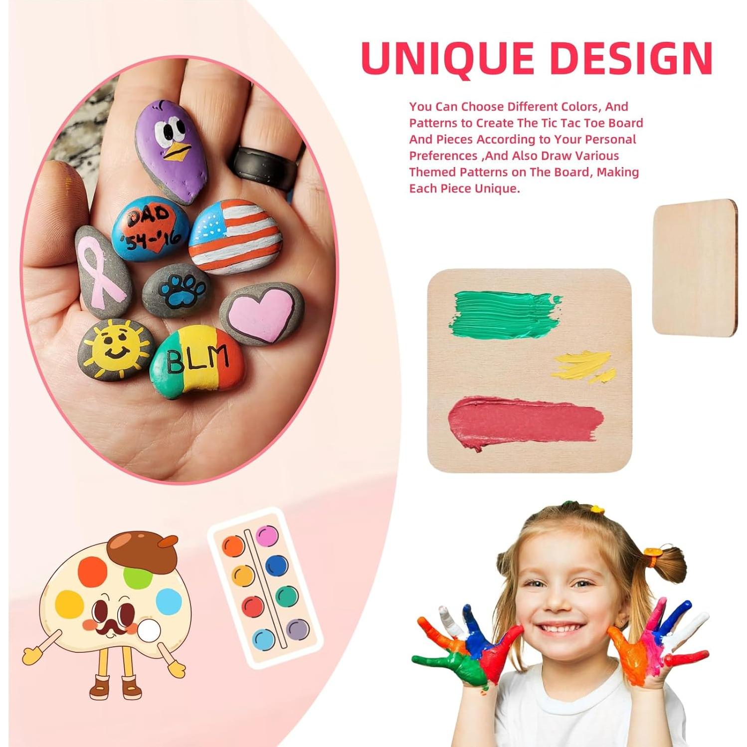 10 Piezas Piedras DIY para Pintar - Juego Tres en Raya CYLHCM