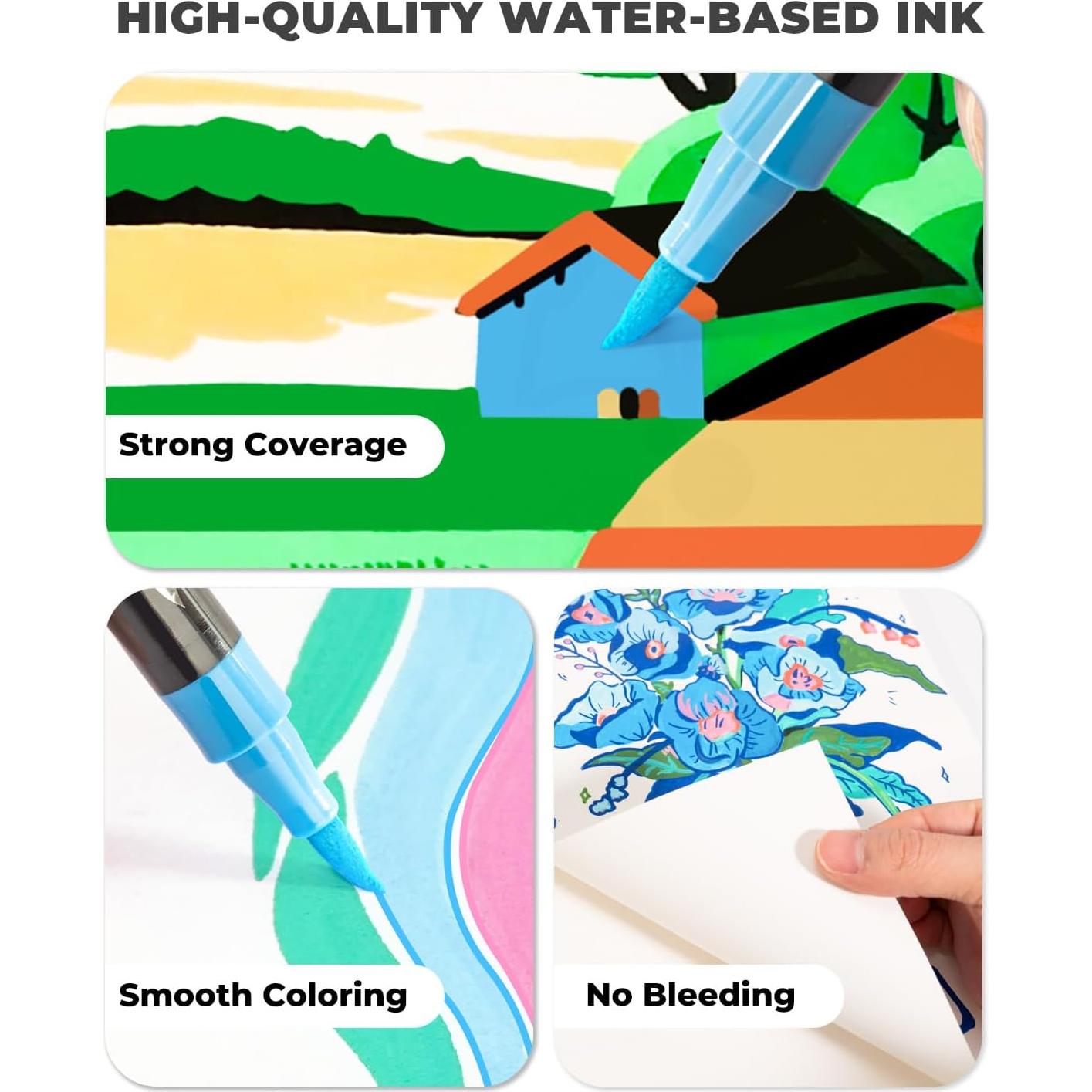 Juego de 48 Marcadores Acrílicos JusArt Doble Punta Multicolor