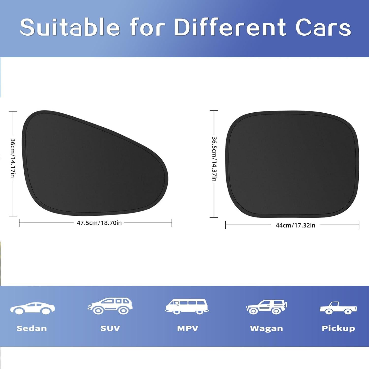 Sombrillas para Ventanas de Auto Edotim 47.5x36 cm Bloqueo UV