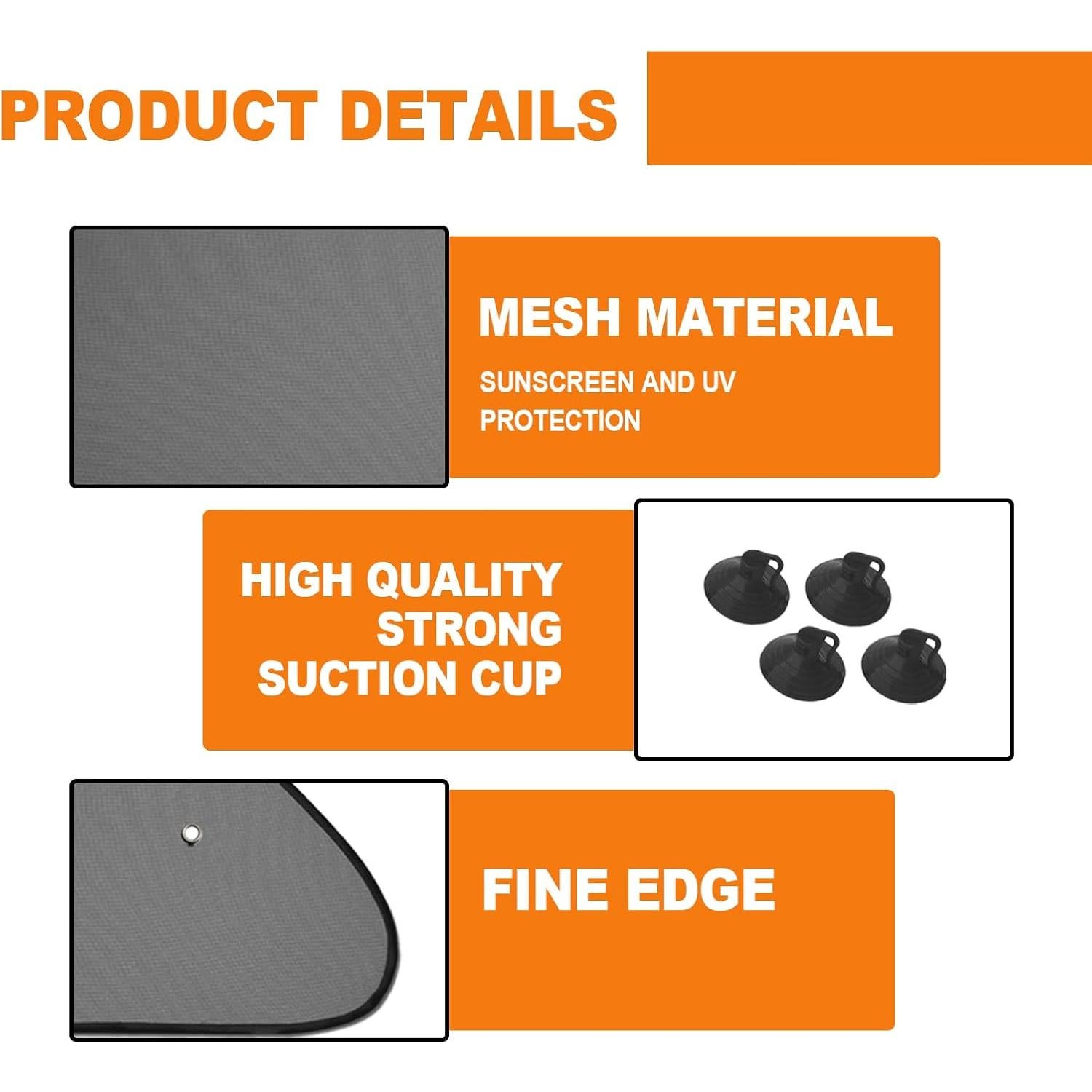 Sombrillas para Coche KEVWR 2 Pcs Protección Solar UV Negra