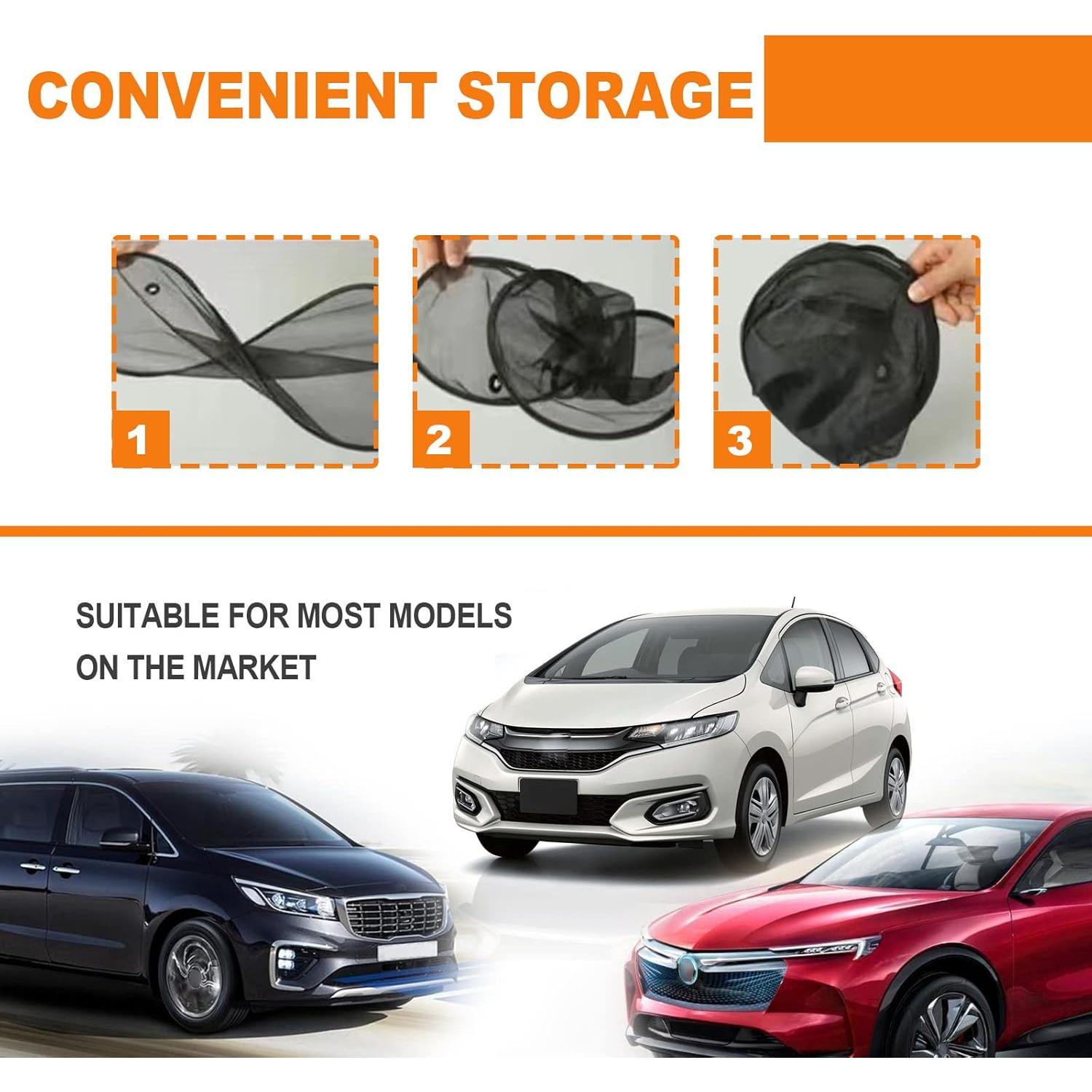 Sombrillas para Coche KEVWR 2 Pcs Protección Solar UV Negra