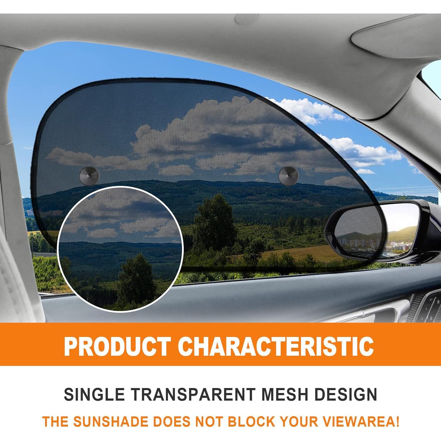 Sombrillas para Coche KEVWR 2 Pcs Protección Solar UV Negra