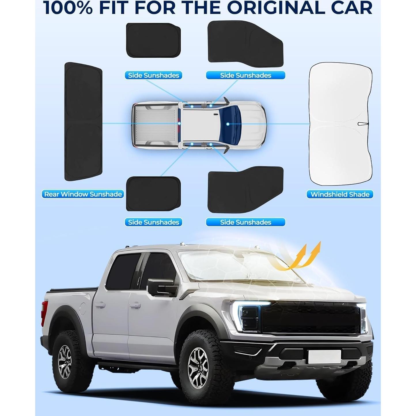 Sombrillas para Ventanas de Coche JASVIC F150 2021-2025 Set 6pcs